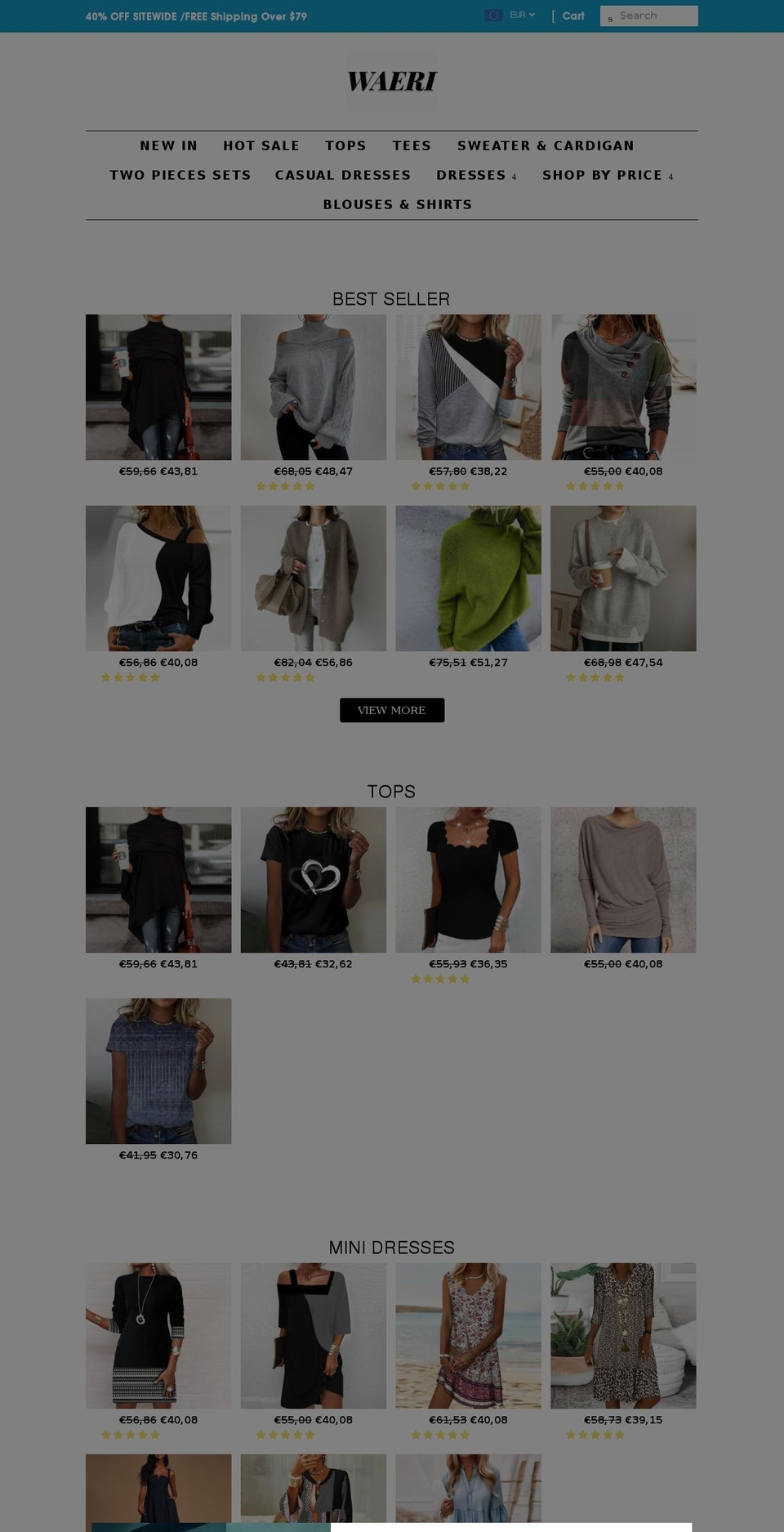 V Shopify theme site example waeri.com