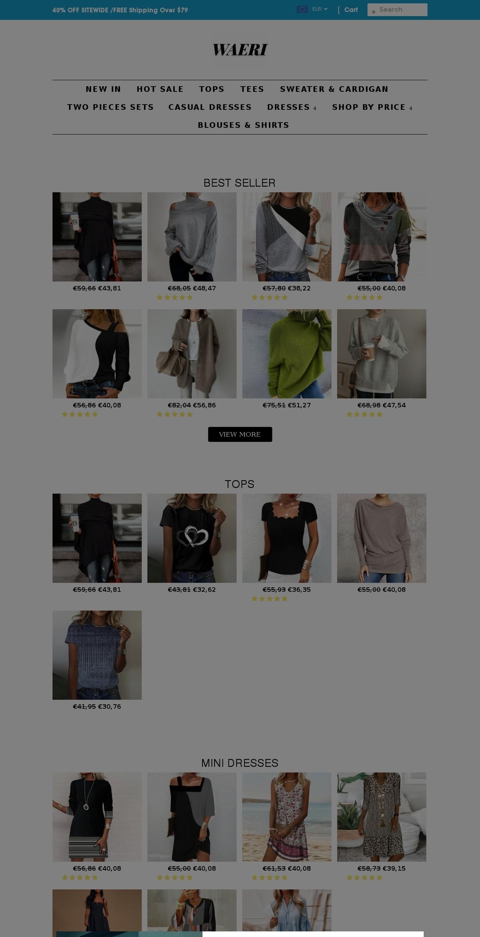 waeri.com shopify website screenshot