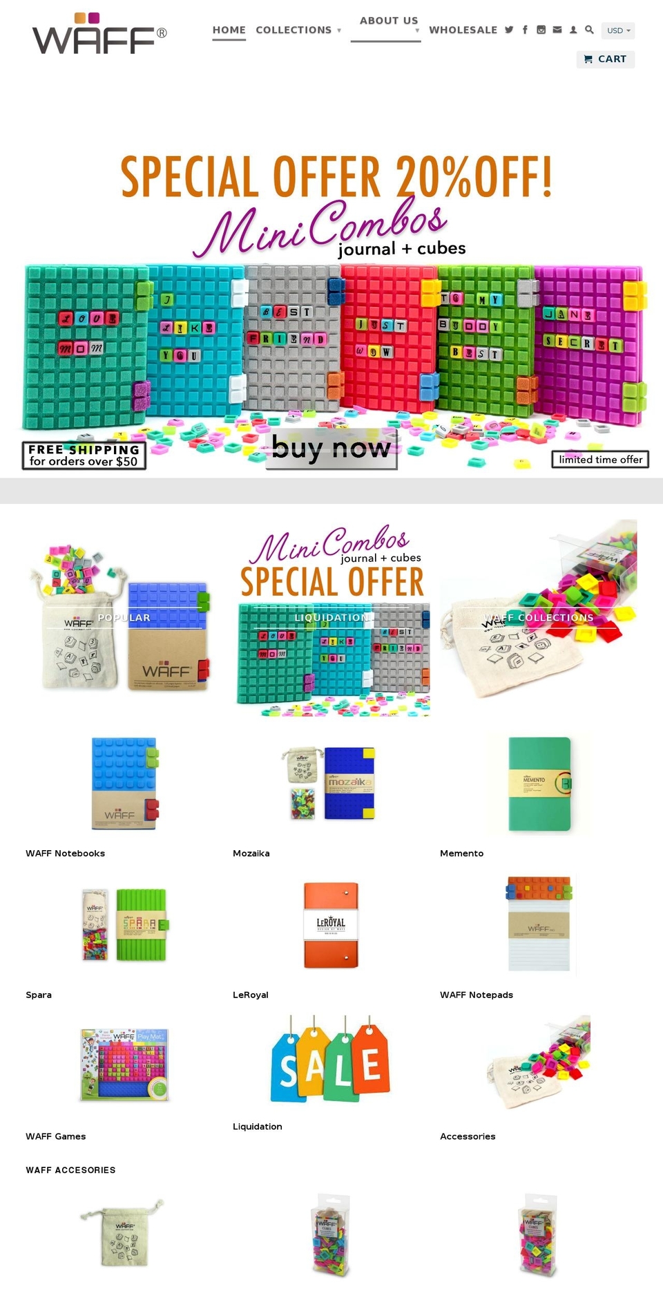 waffjournal.com shopify website screenshot