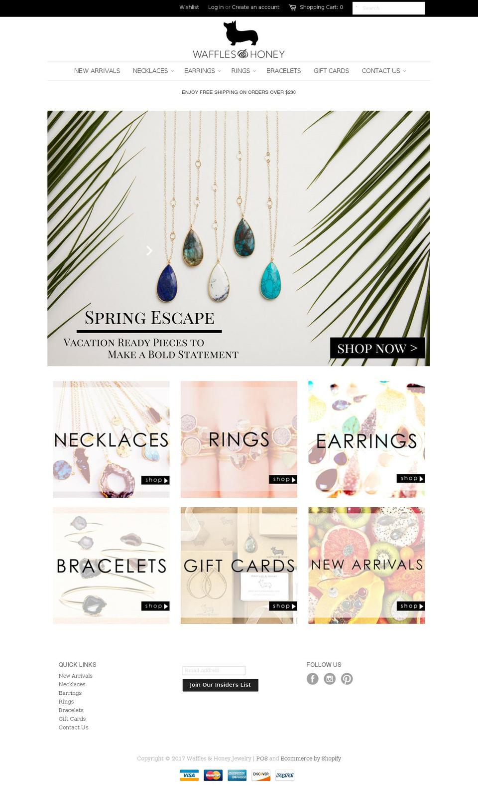 wafflesandhoney.com shopify website screenshot