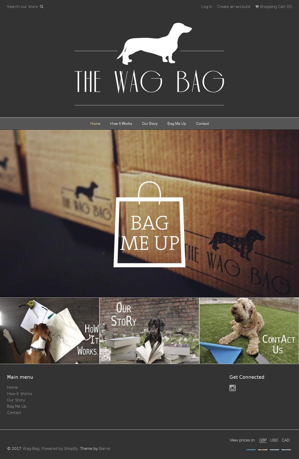 Weekend Shopify theme site example wag-bag.com