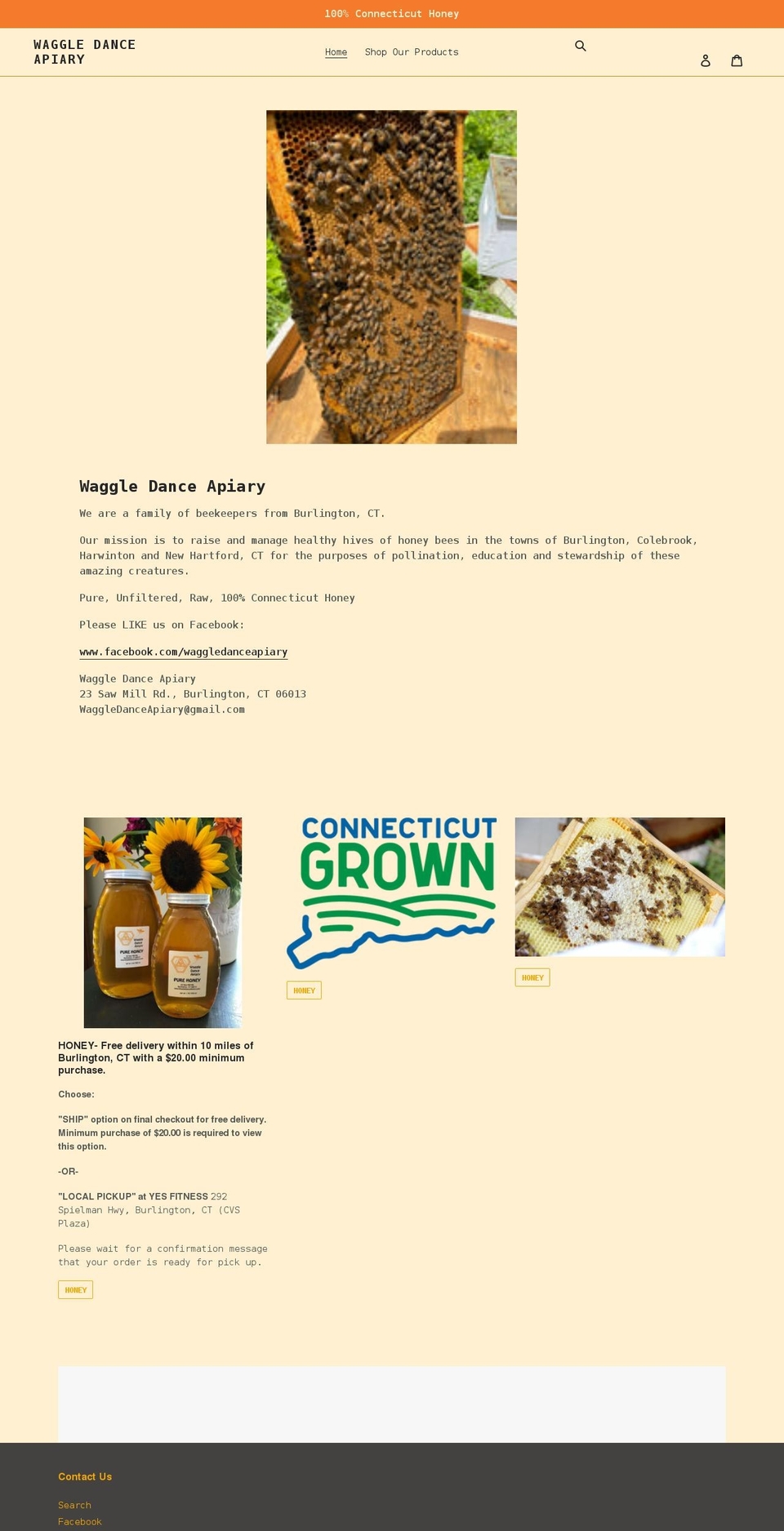waggledanceapiary.com shopify website screenshot