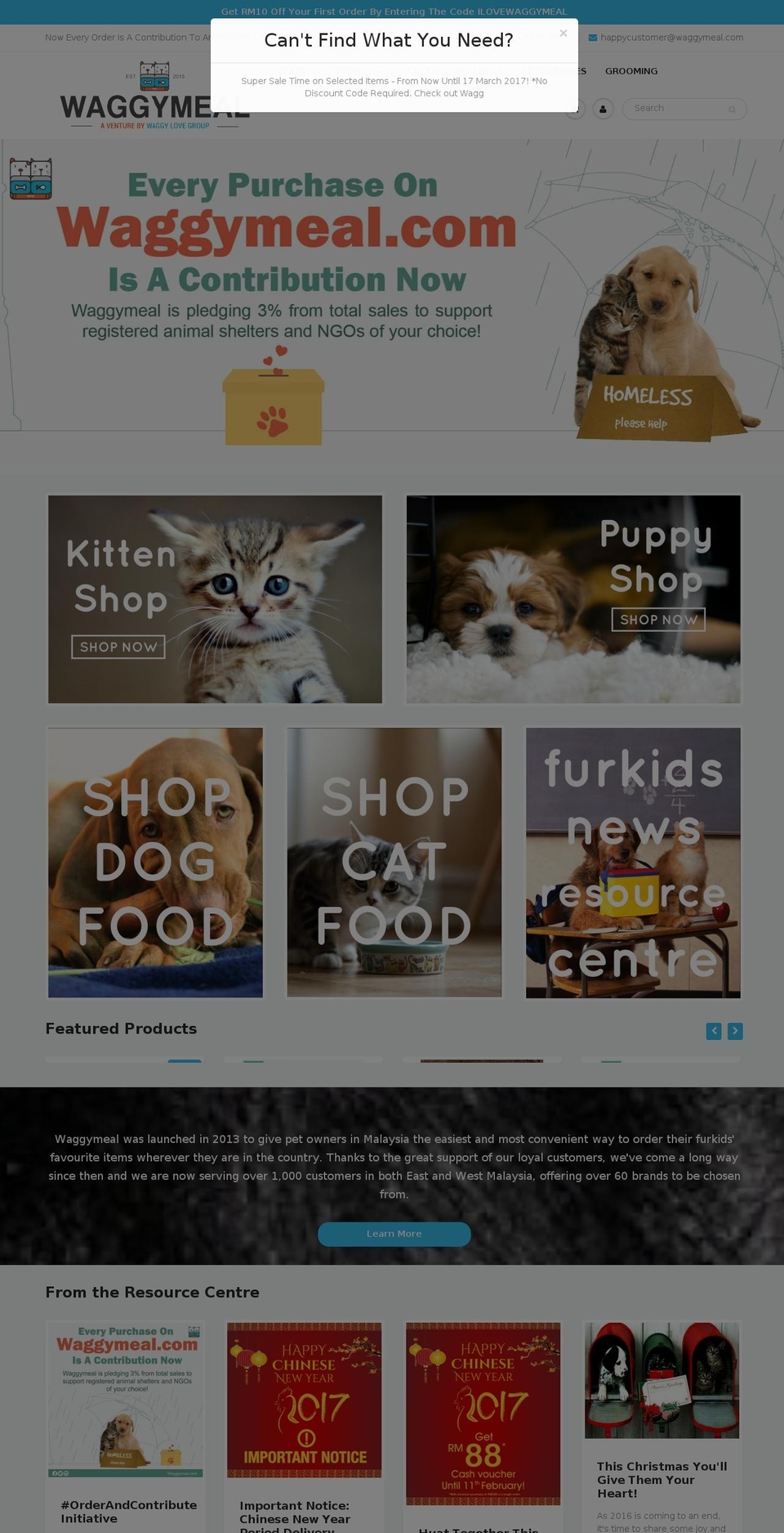 waggymeal.com shopify website screenshot