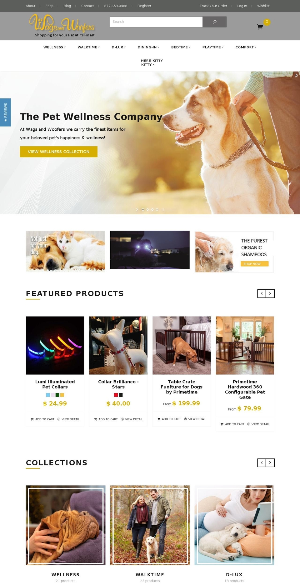 wagsandwoofers.com shopify website screenshot