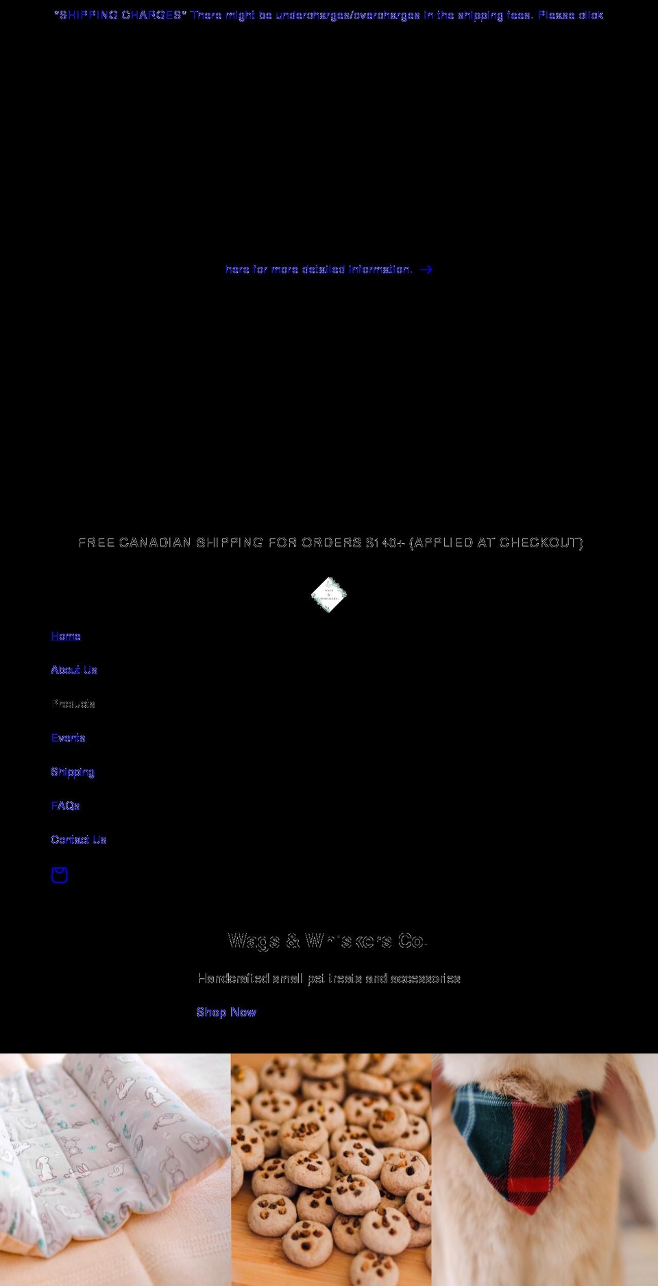 wagsnwhiskersco.com shopify website screenshot
