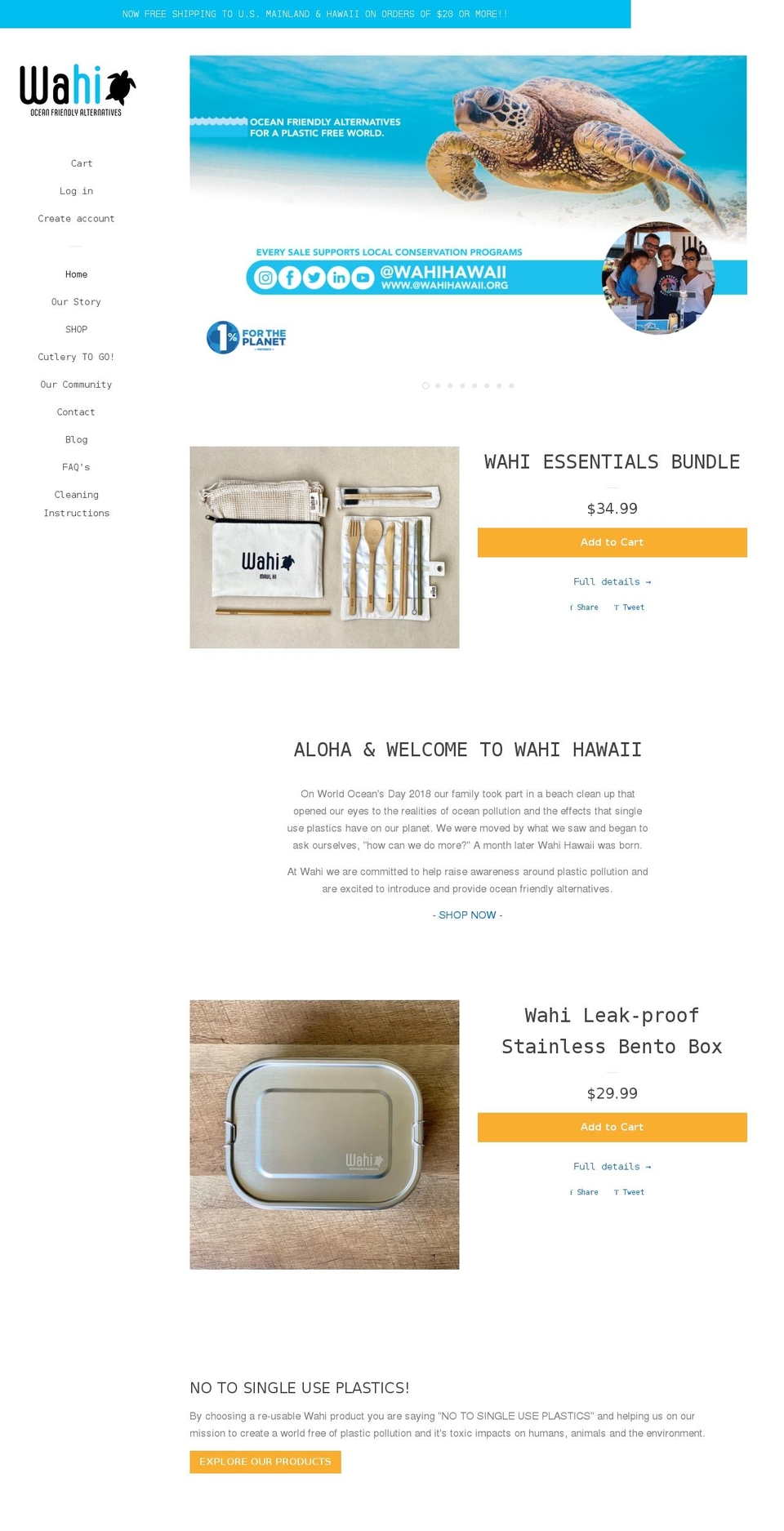 wahihawaii.org shopify website screenshot