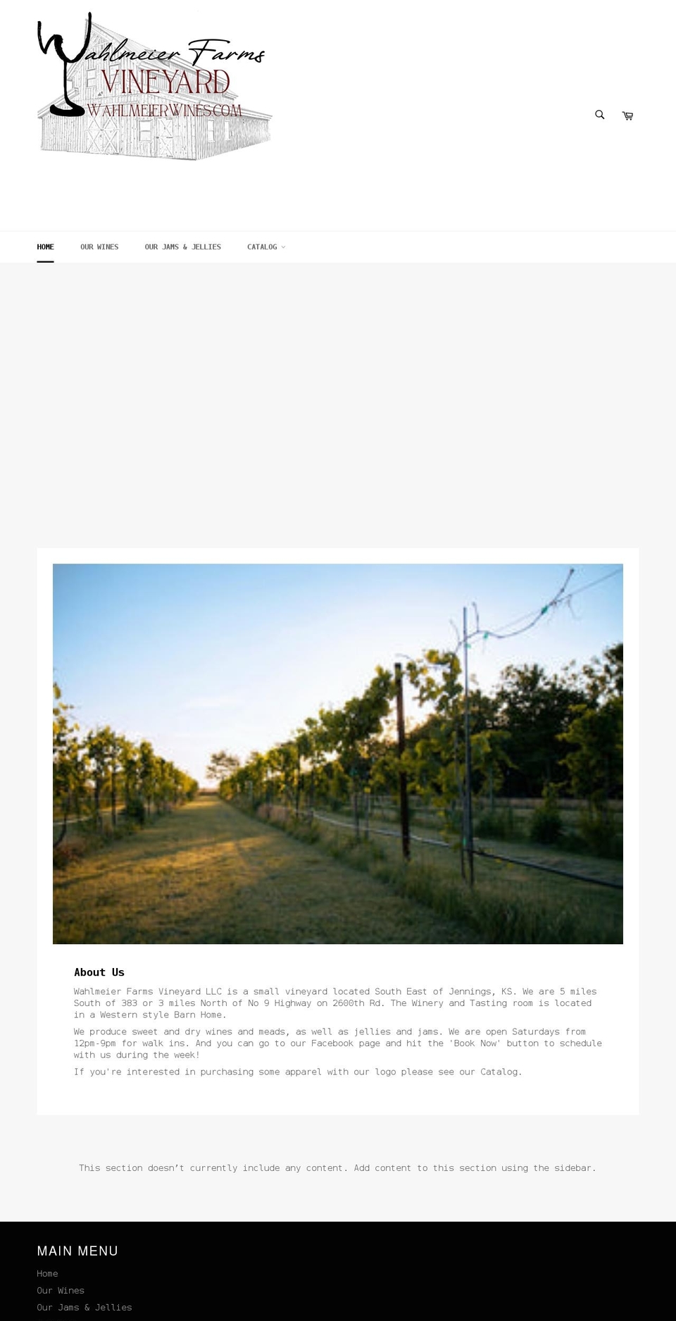 wahlmeierwines.com shopify website screenshot
