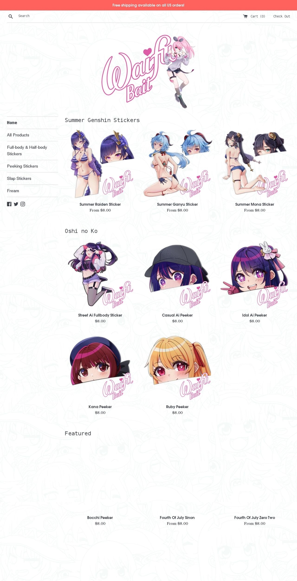 waifubait.moe shopify website screenshot