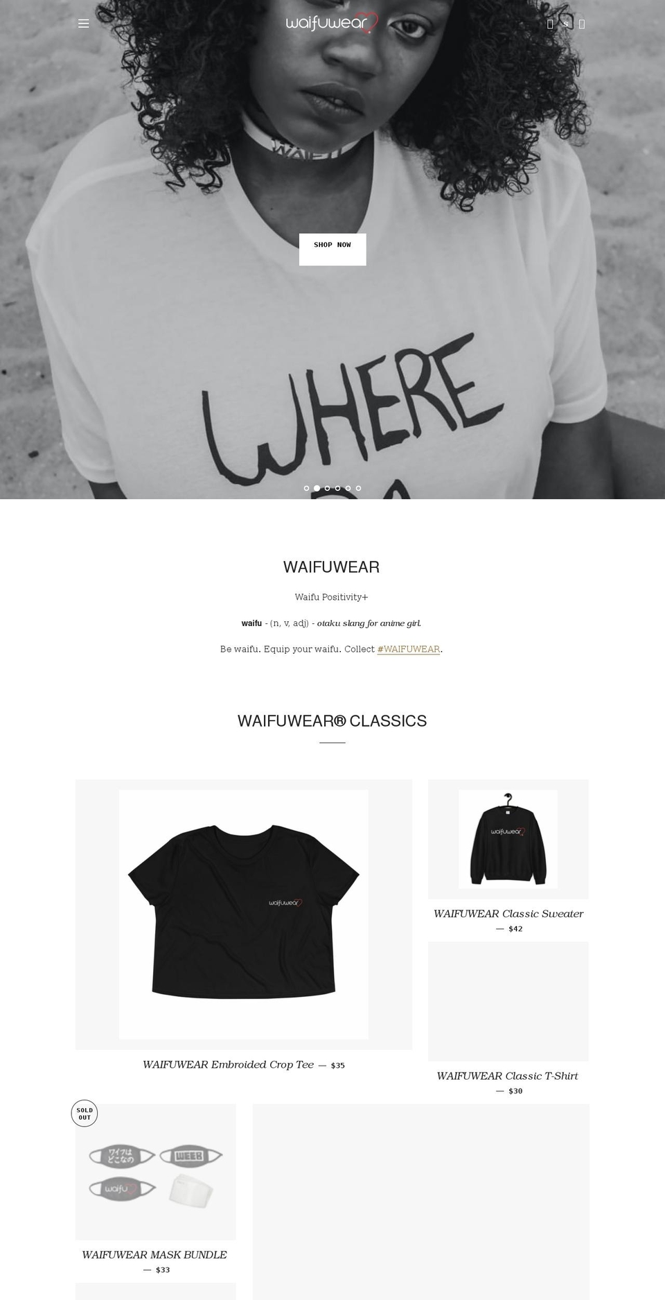 waifuwear.com shopify website screenshot