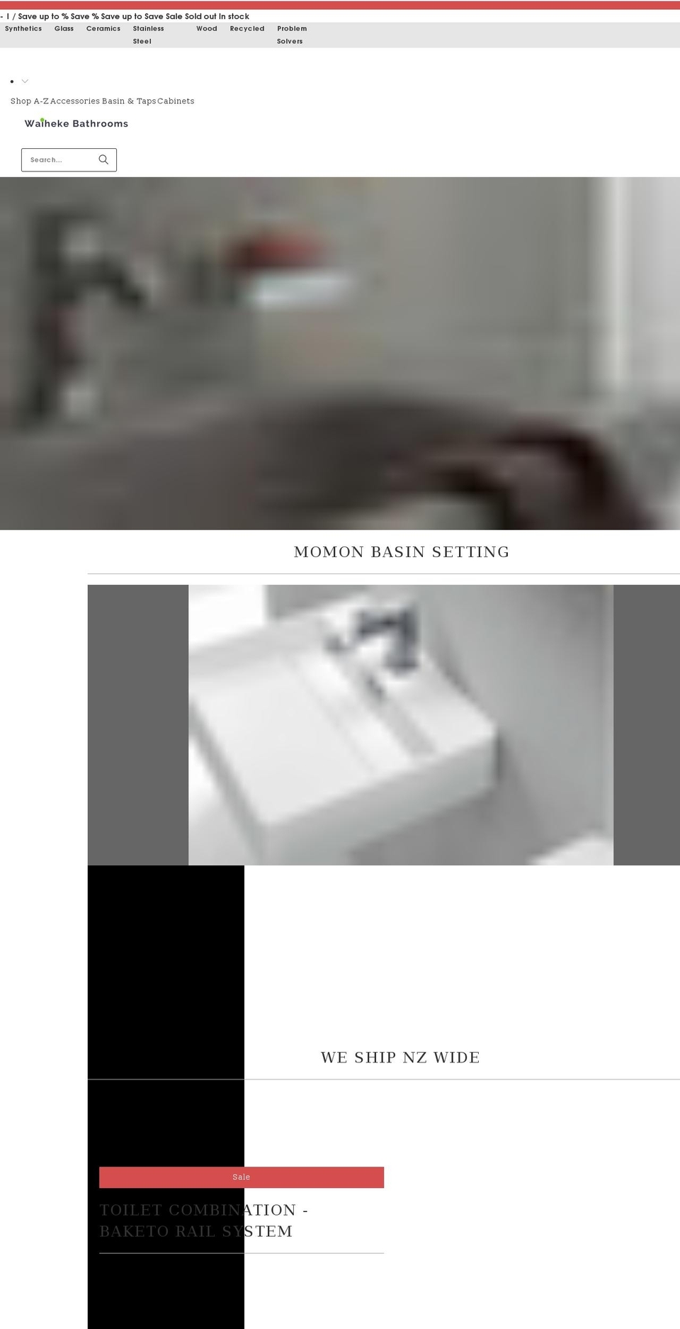 waihekebathrooms.co.nz shopify website screenshot