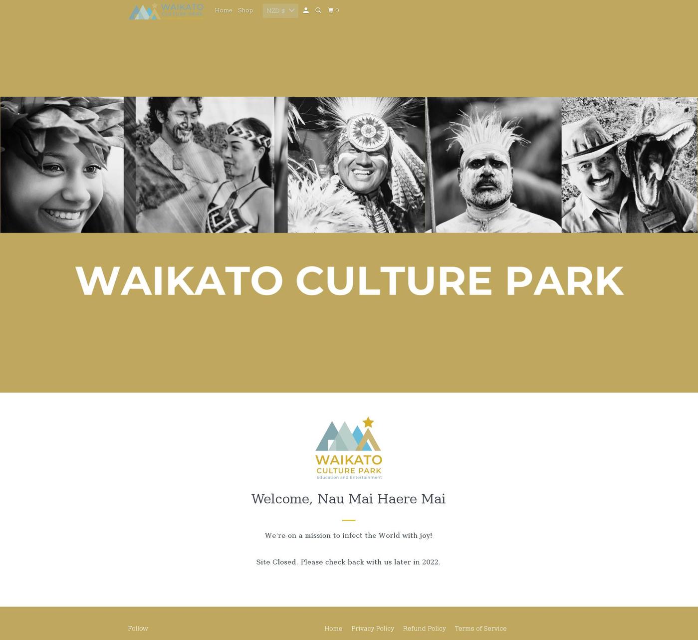 waikatoculturepark.com shopify website screenshot