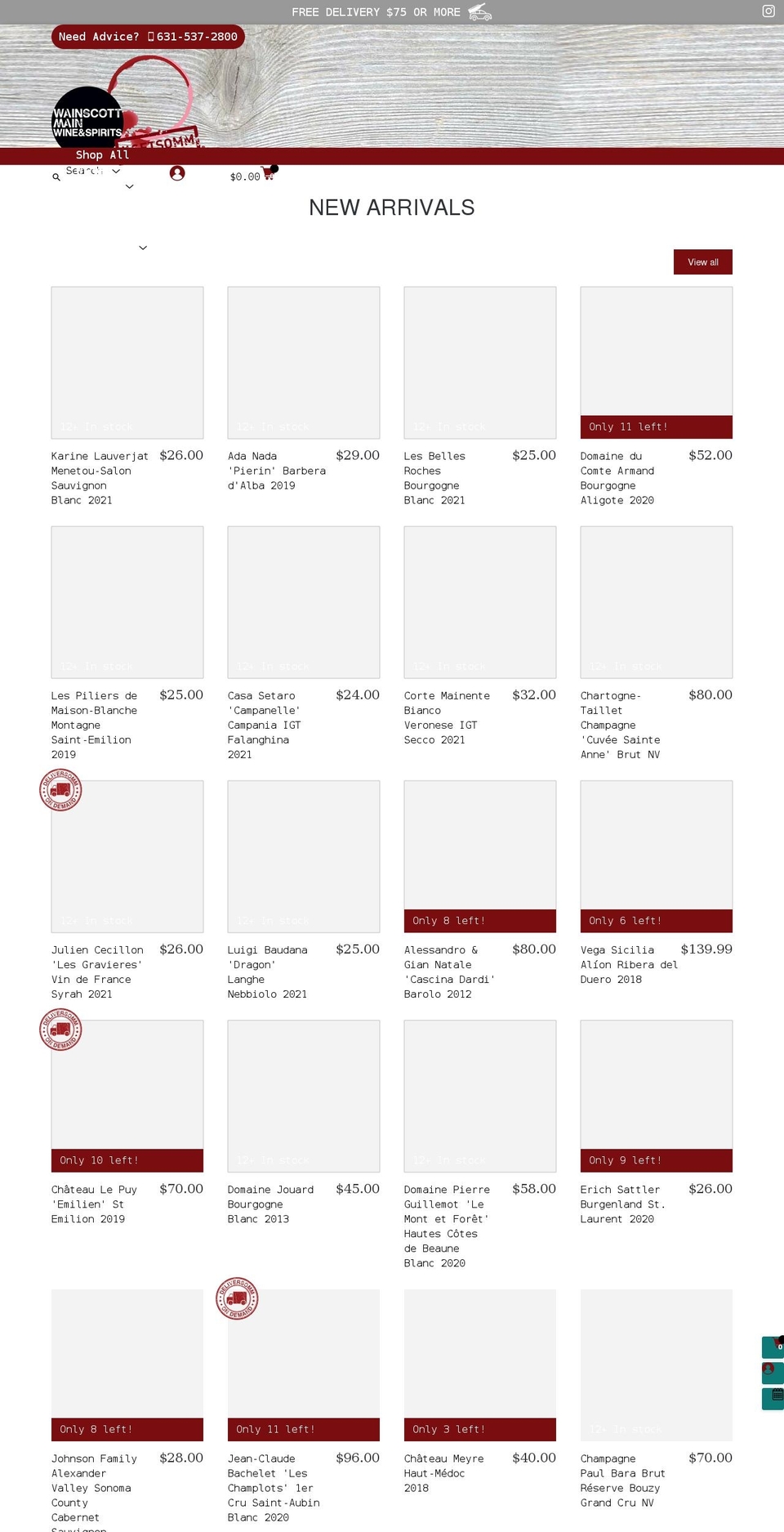 wainscottmain.com shopify website screenshot