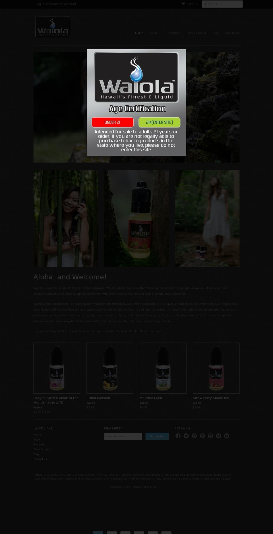 waiolavaporstore.com shopify website screenshot