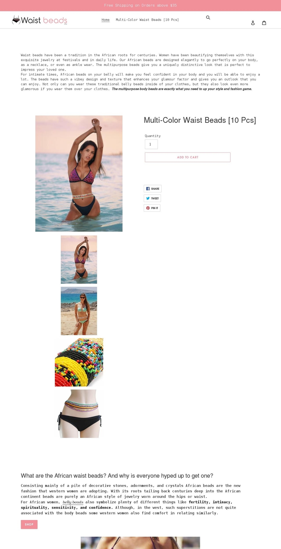 waistbeads.shop shopify website screenshot