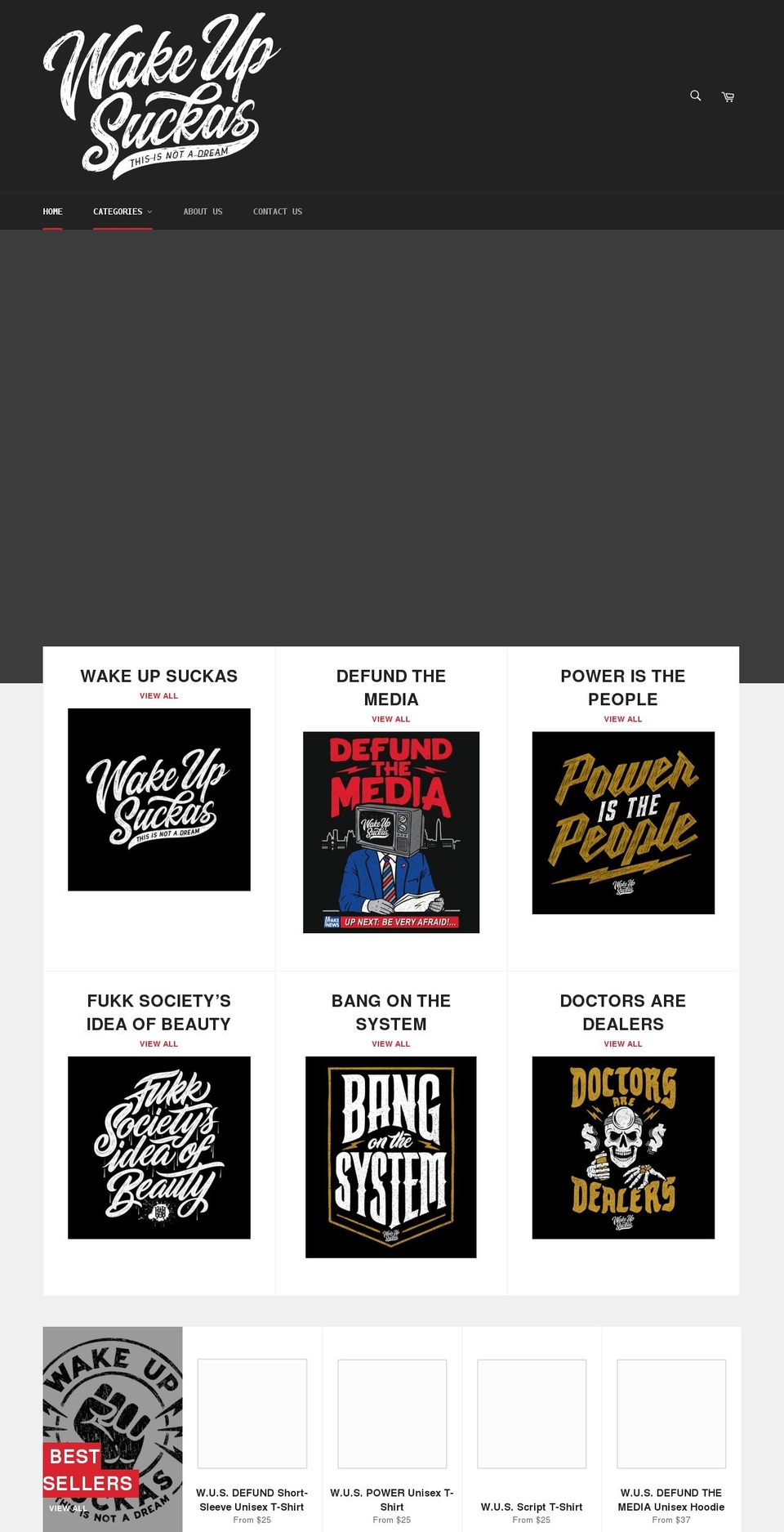 wakeupsuckas.com shopify website screenshot