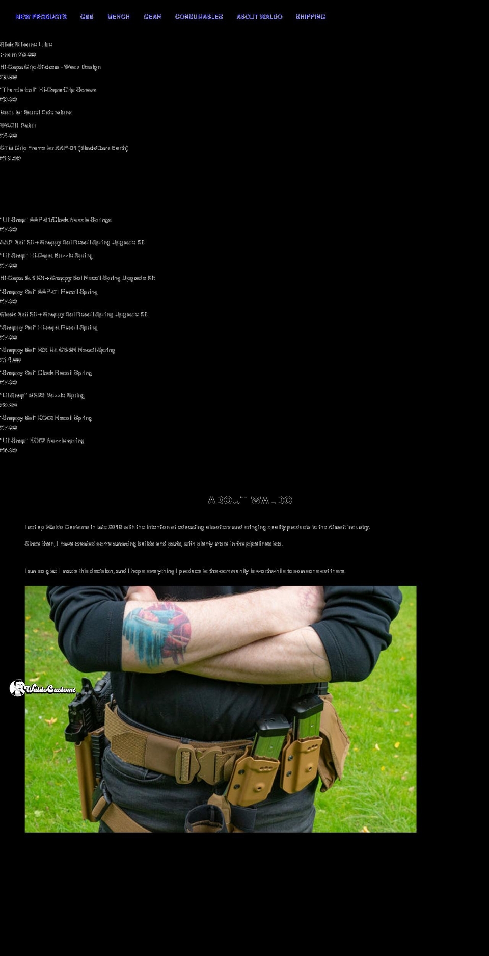 waldocustoms.com shopify website screenshot