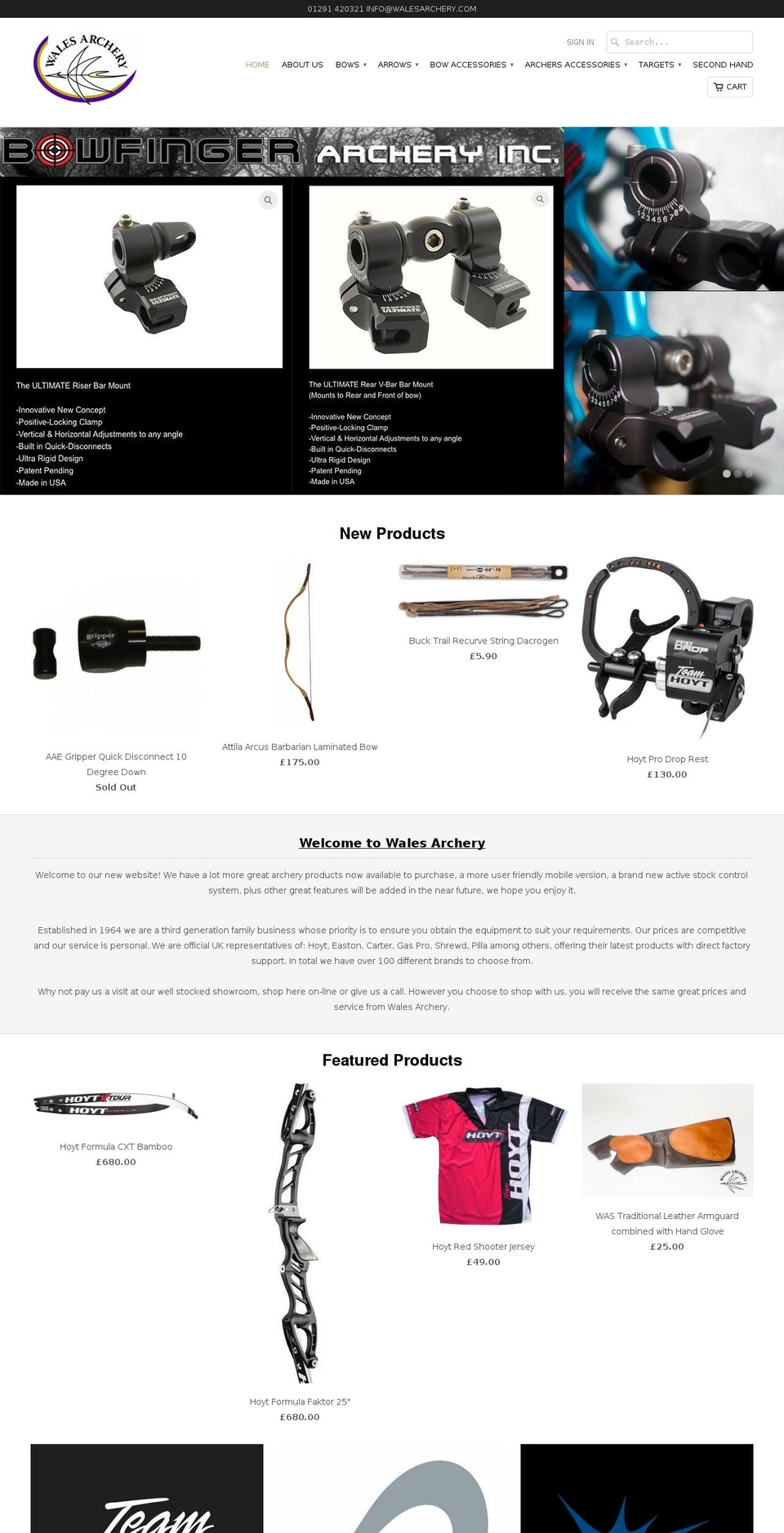 walesarchery.co.uk shopify website screenshot