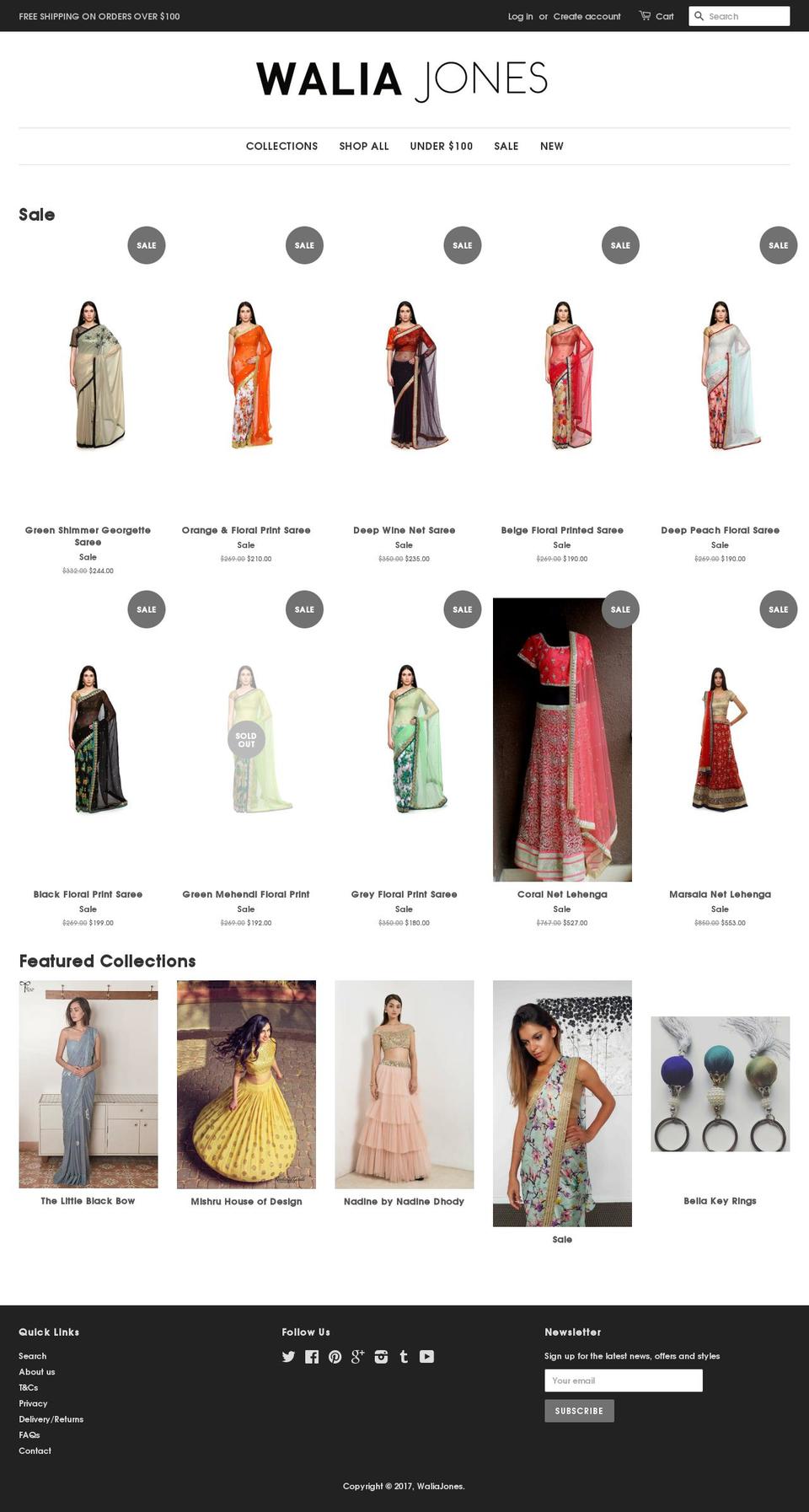waliajones.com shopify website screenshot