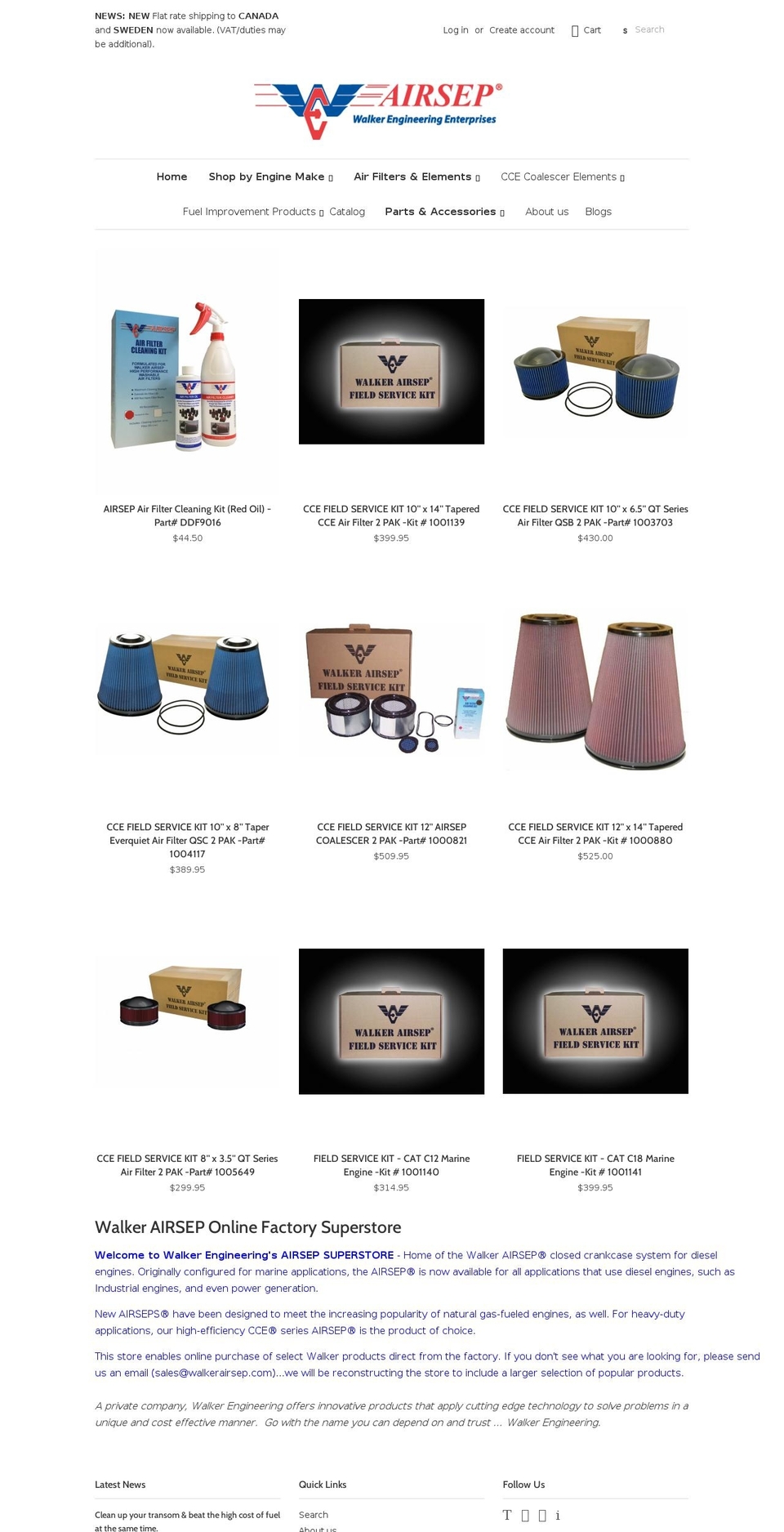 walker-airsep-superstore.myshopify.com shopify website screenshot