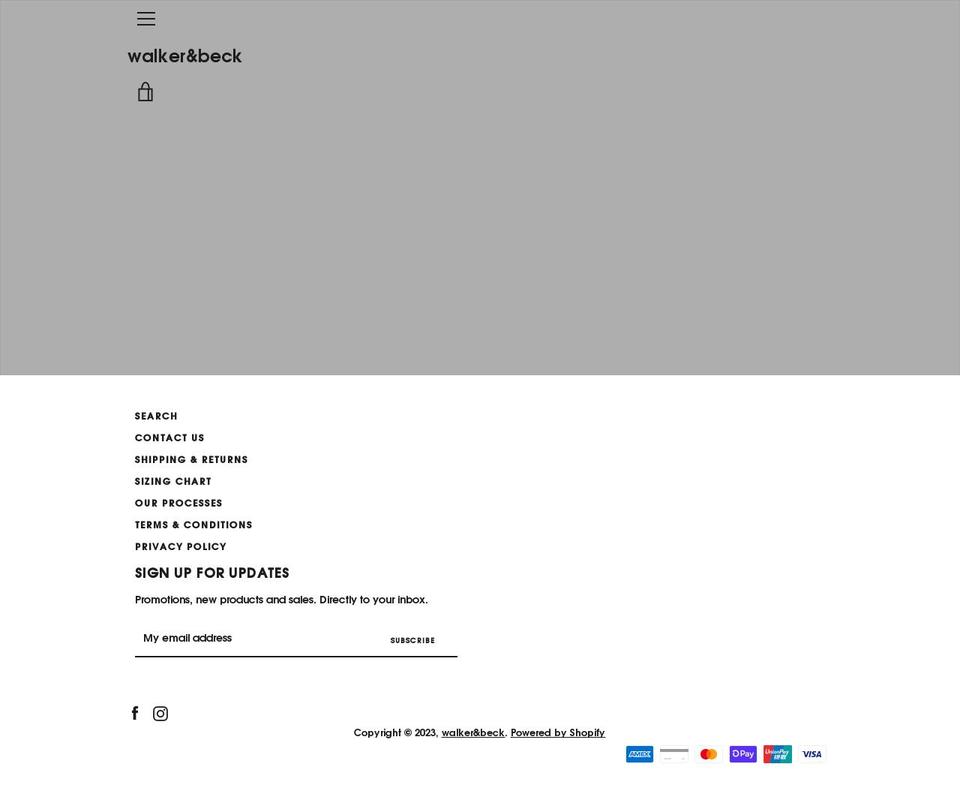 walkerandbeck.com.au shopify website screenshot