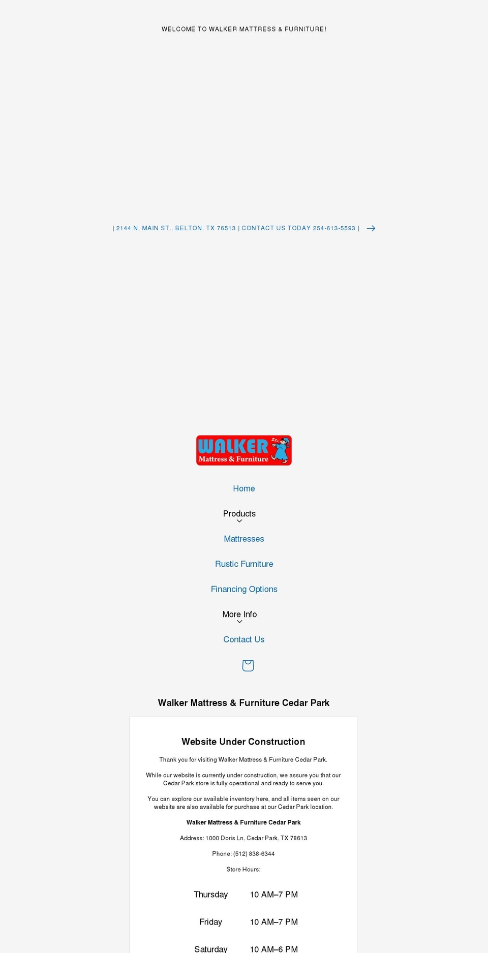 walkermattressfurniture.com shopify website screenshot