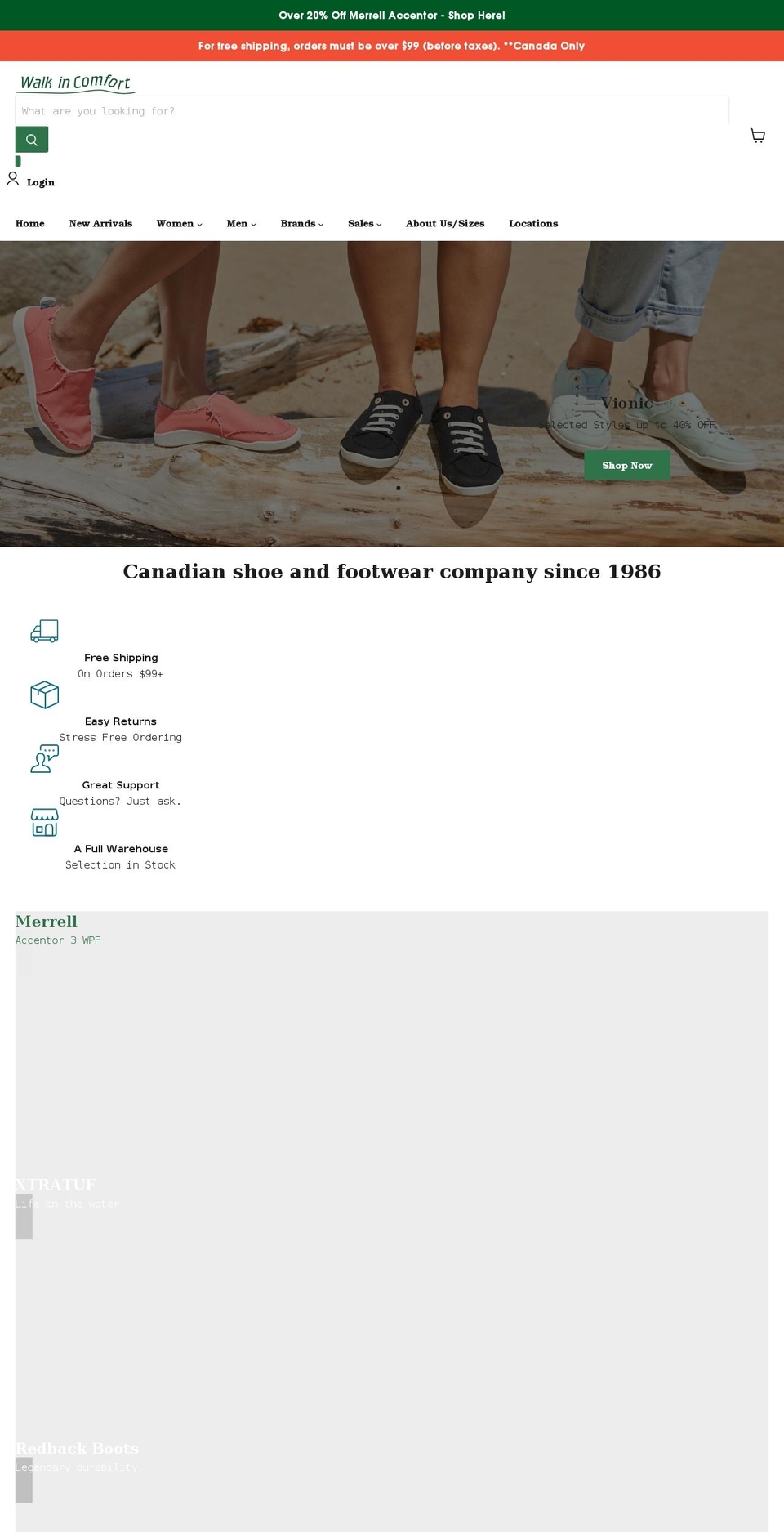 walkincomfort.ca shopify website screenshot