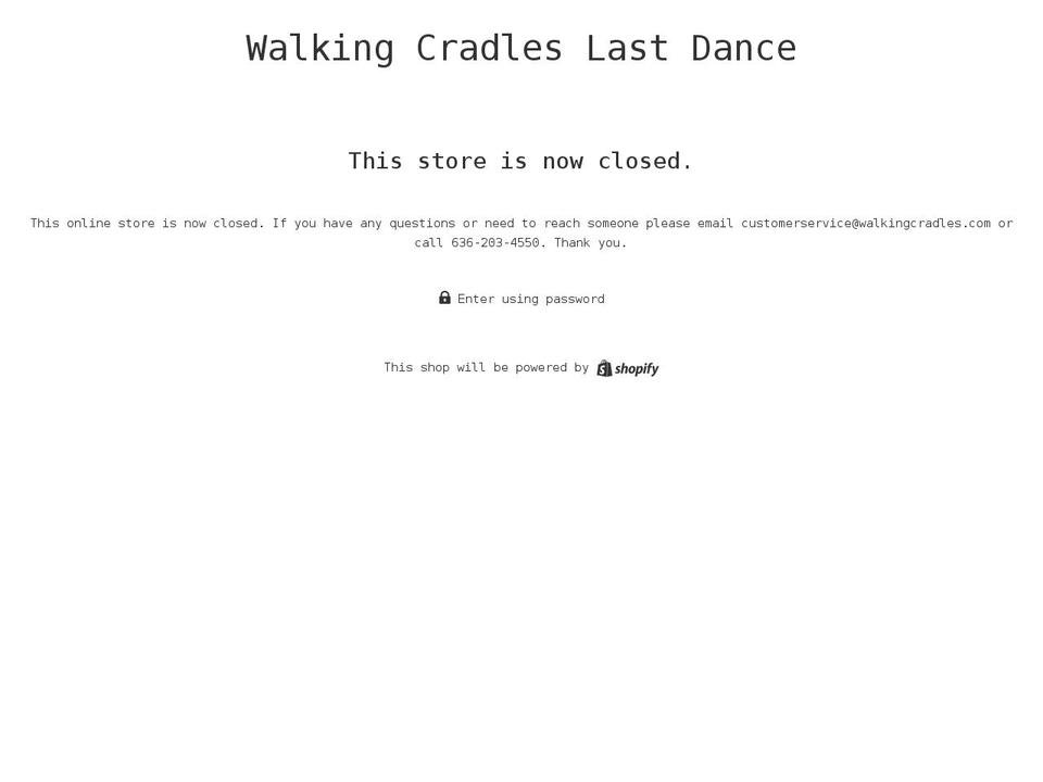 walkingcradleslastdance.com shopify website screenshot