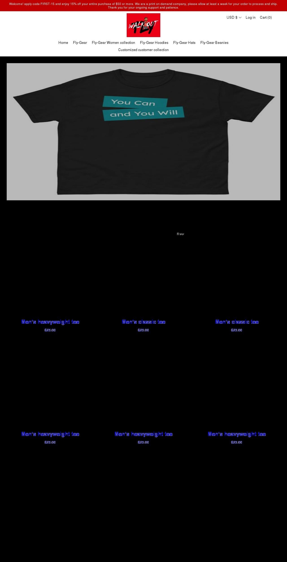 walkoutfly.com shopify website screenshot