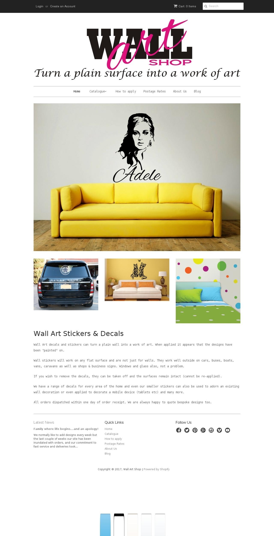 wall-art-shop.com shopify website screenshot