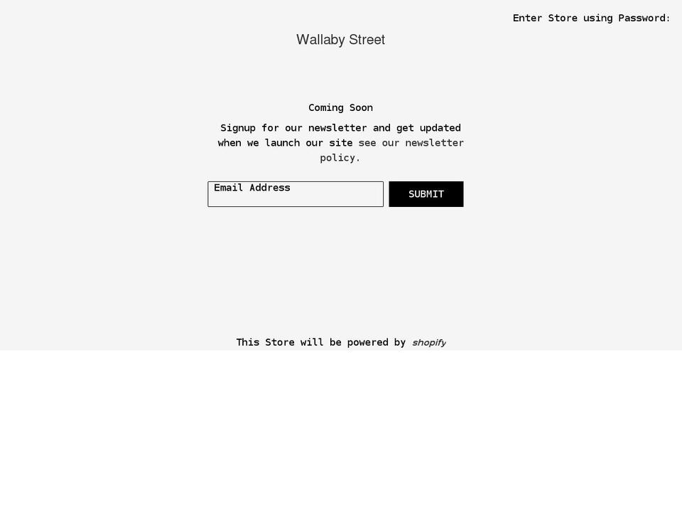 wallabystreet.com shopify website screenshot