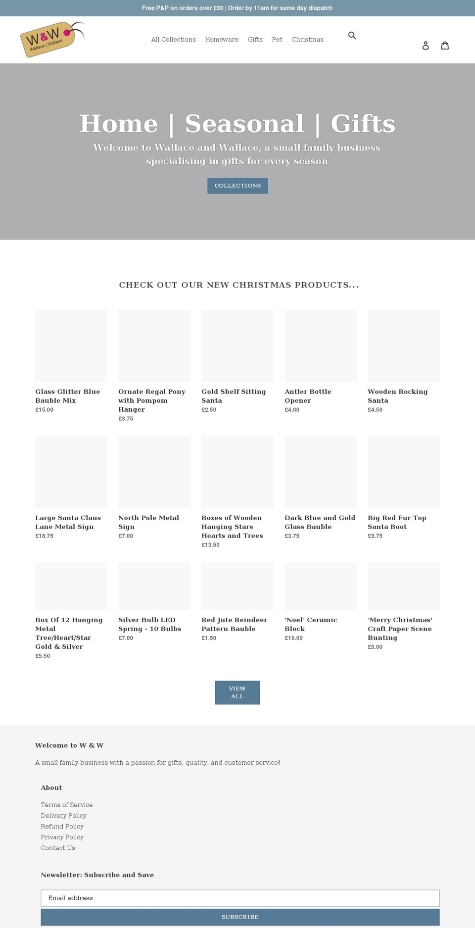 wallaceandwallace.co.uk shopify website screenshot