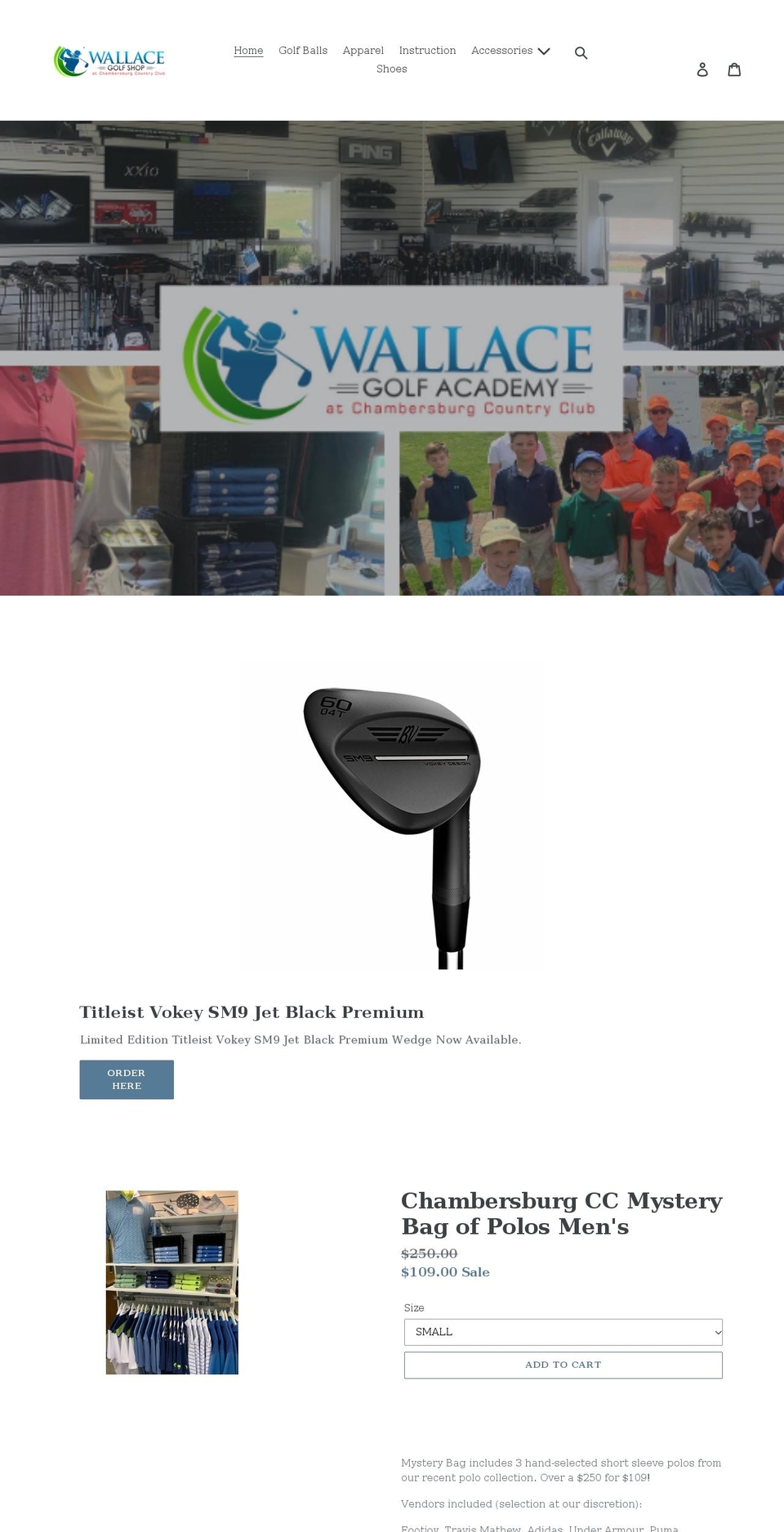 wallacegolfshop.com shopify website screenshot