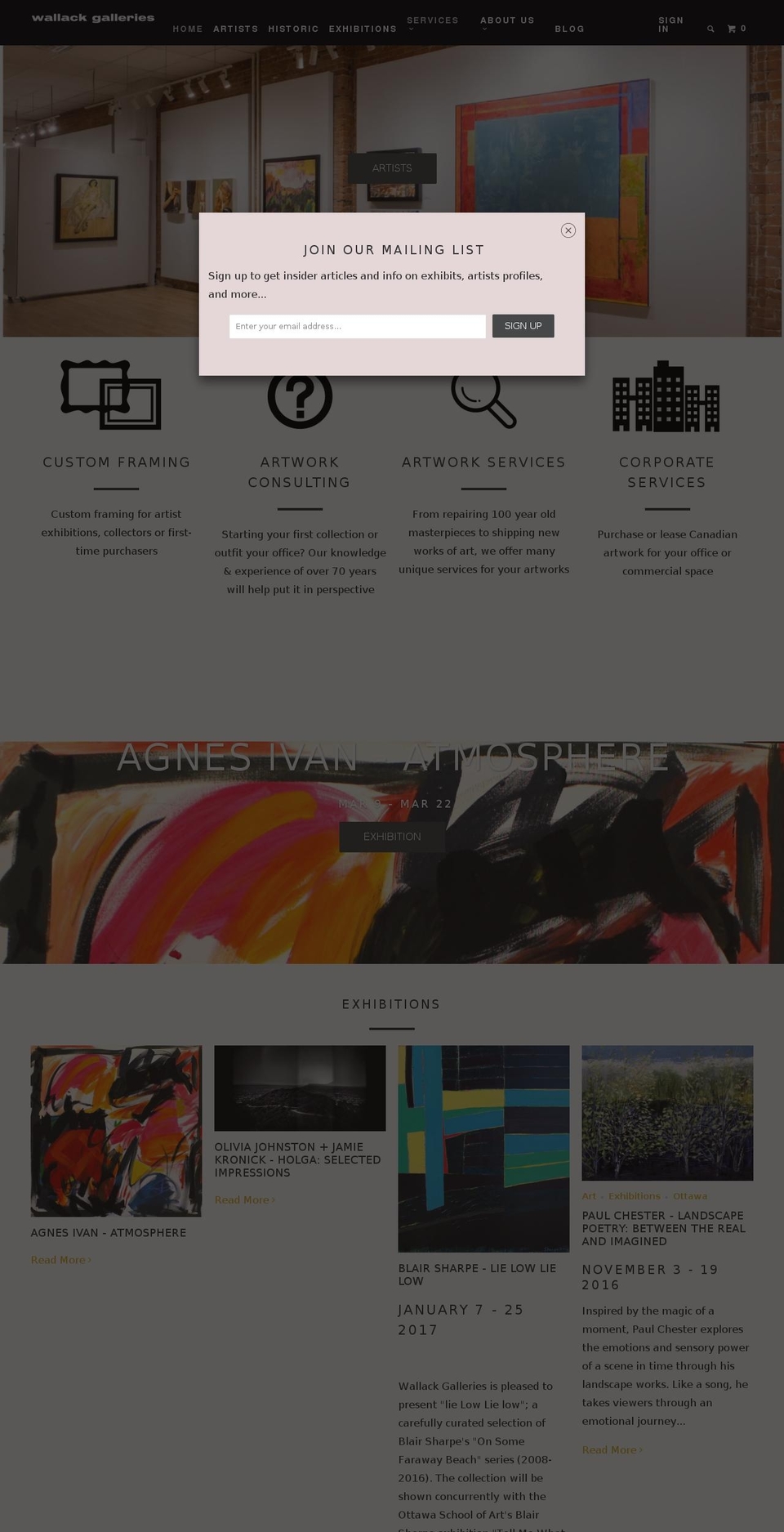 wallackgalleries.com shopify website screenshot