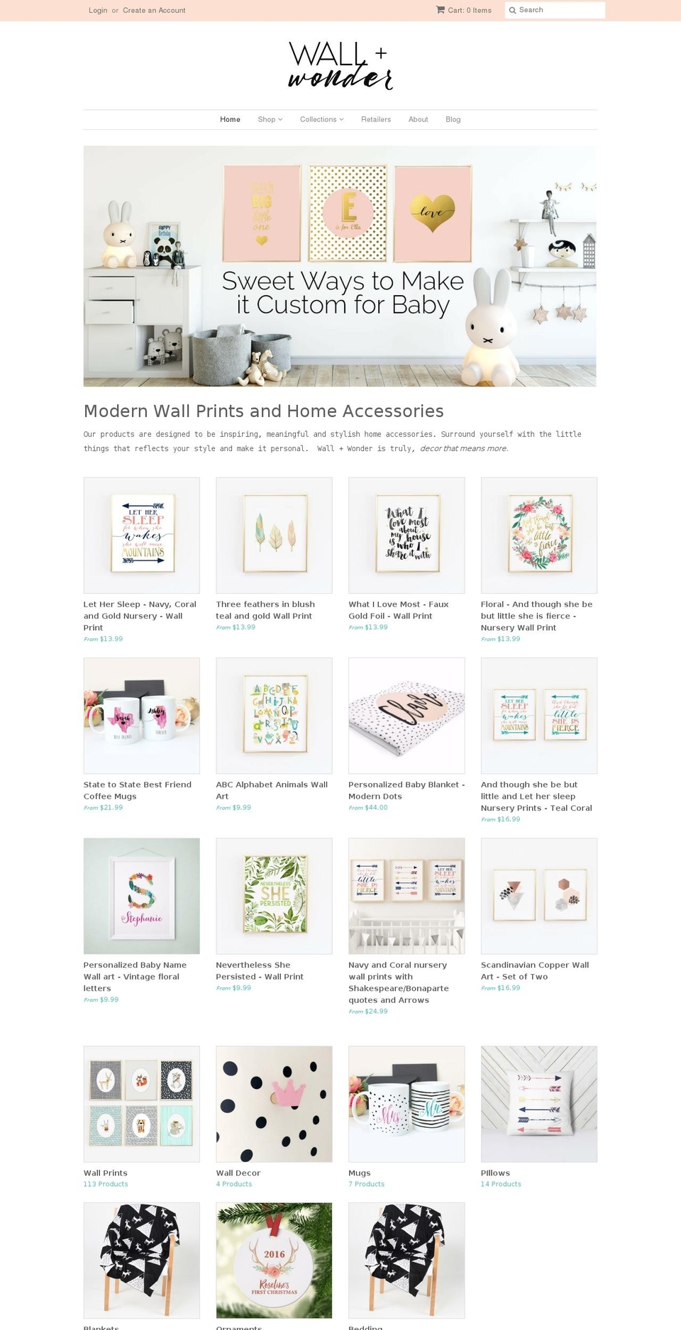 wallandwonder.com shopify website screenshot