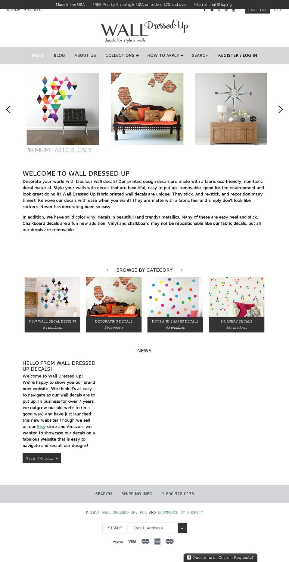 walldressedup.com shopify website screenshot