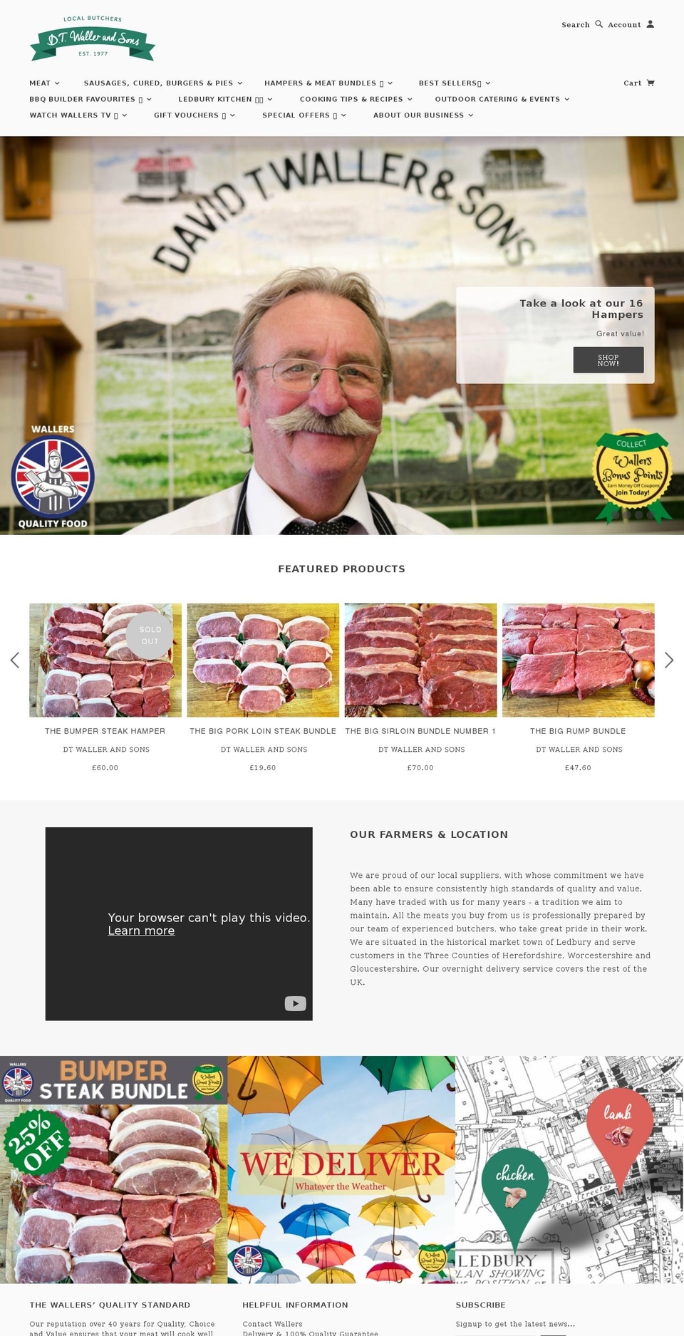 wallersbutchers.co.uk shopify website screenshot
