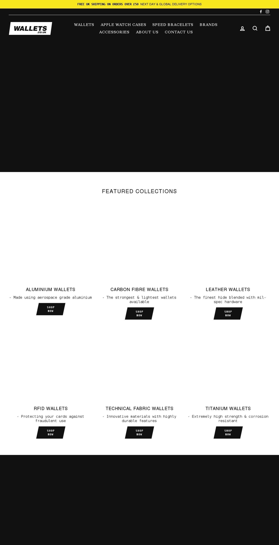 wallets.co.uk shopify website screenshot