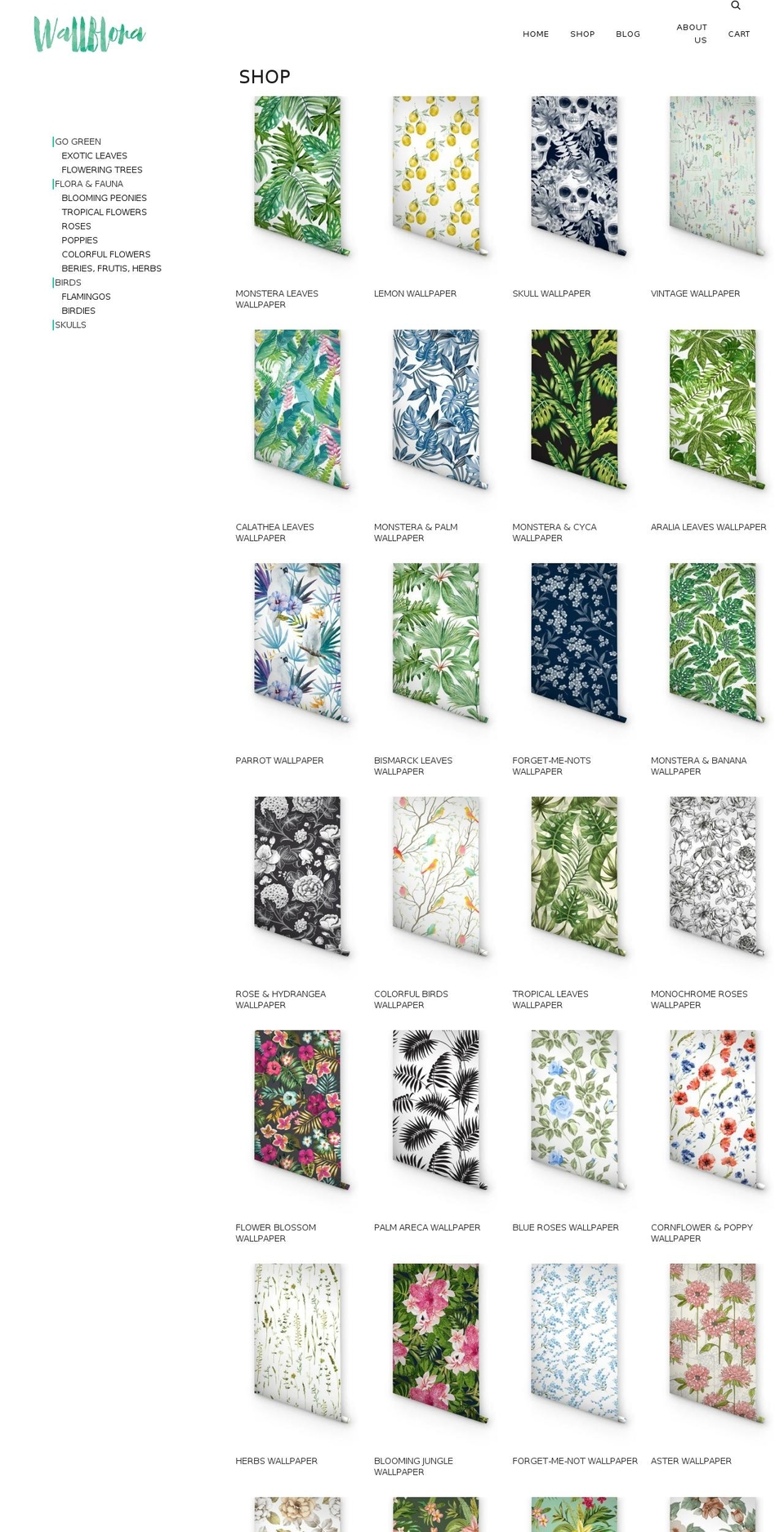 wallflorashop.com shopify website screenshot