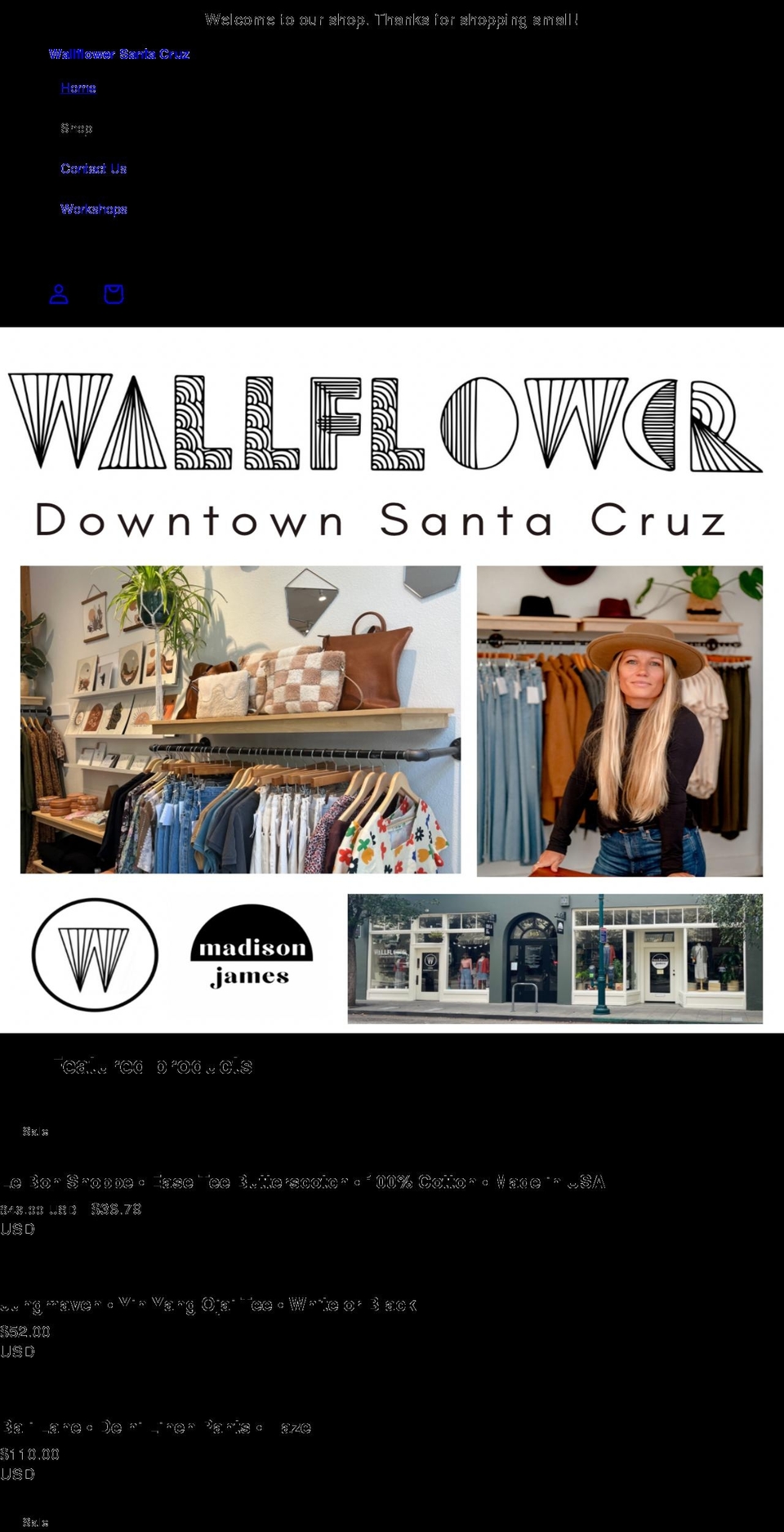 wallflowersantacruz.com shopify website screenshot