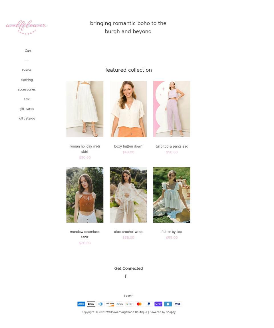 wallflowervagabond.com shopify website screenshot