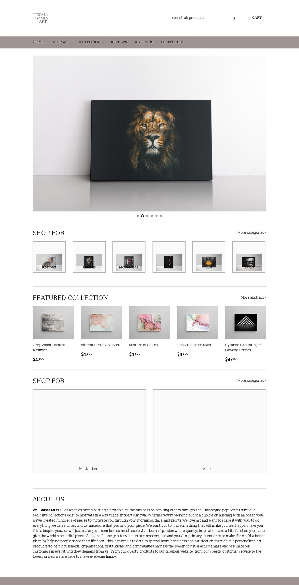 wallgamesart.com shopify website screenshot