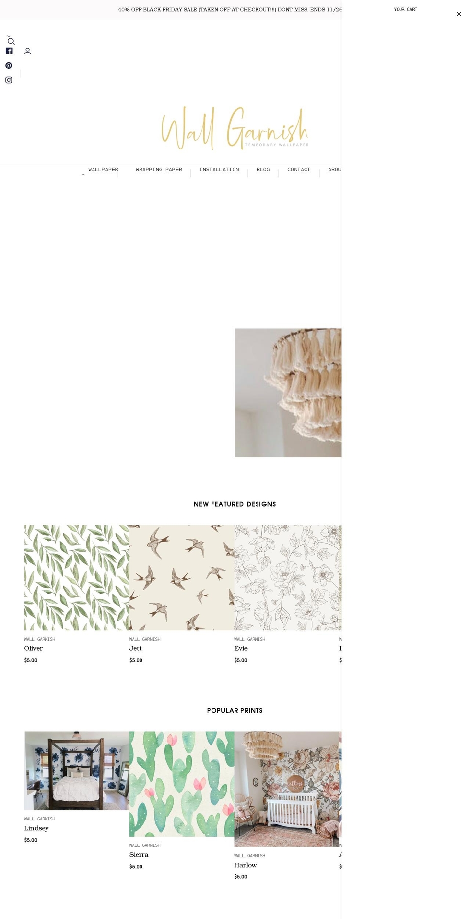 wallgarnish.com shopify website screenshot