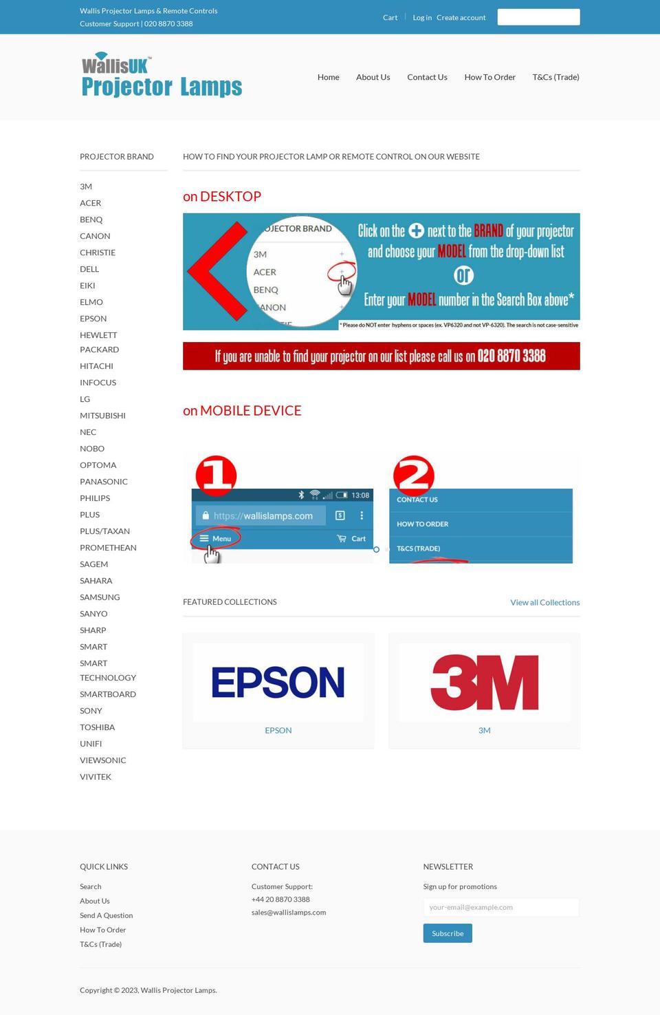 wallislamps.com shopify website screenshot