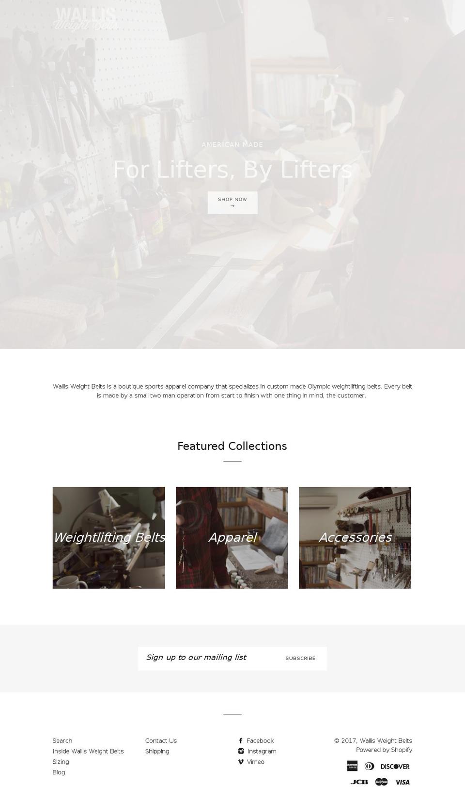 wallisweightbelts.com shopify website screenshot