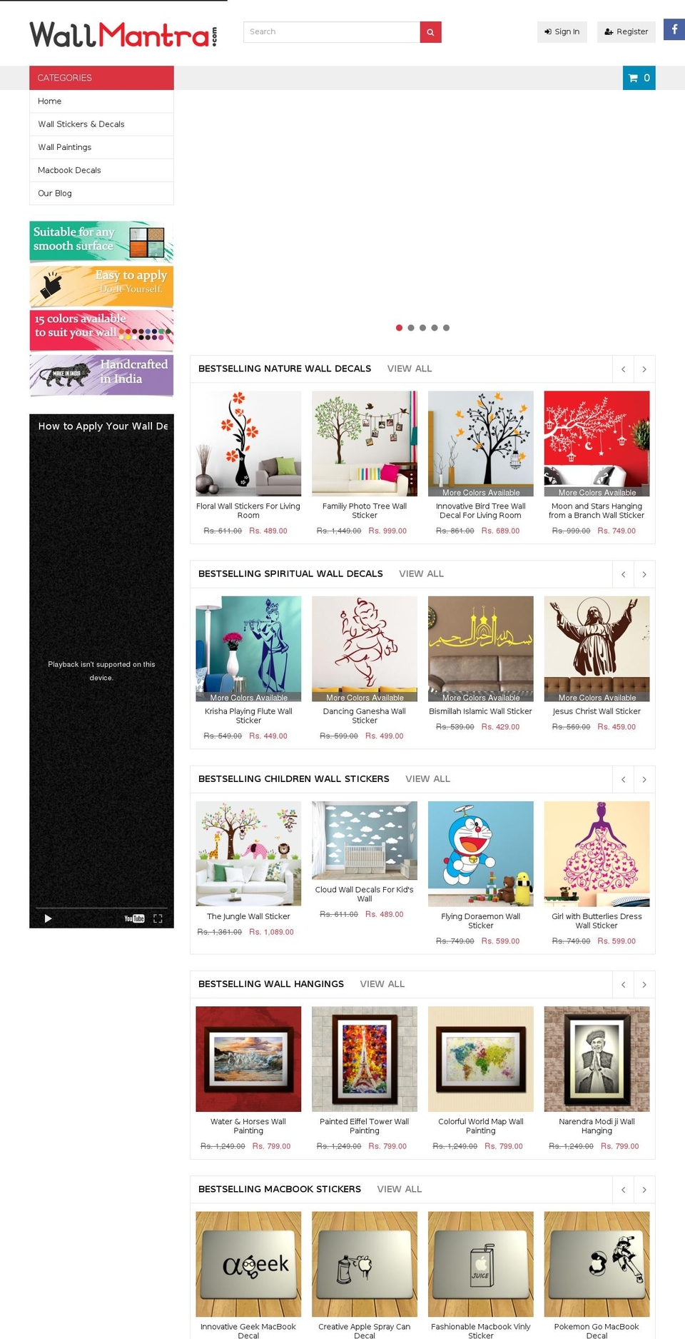 wallmantra.com shopify website screenshot