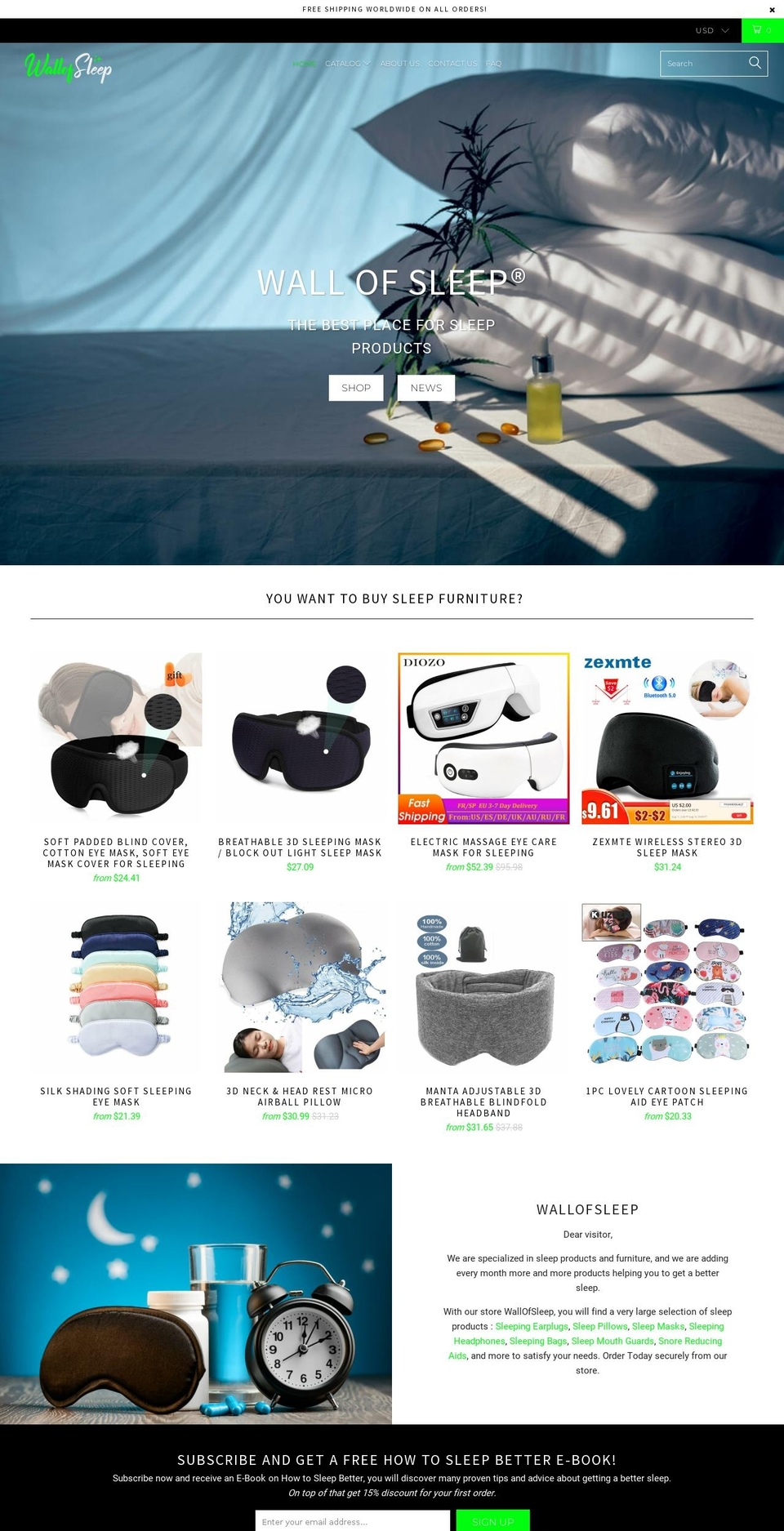 wallofsleep.net shopify website screenshot