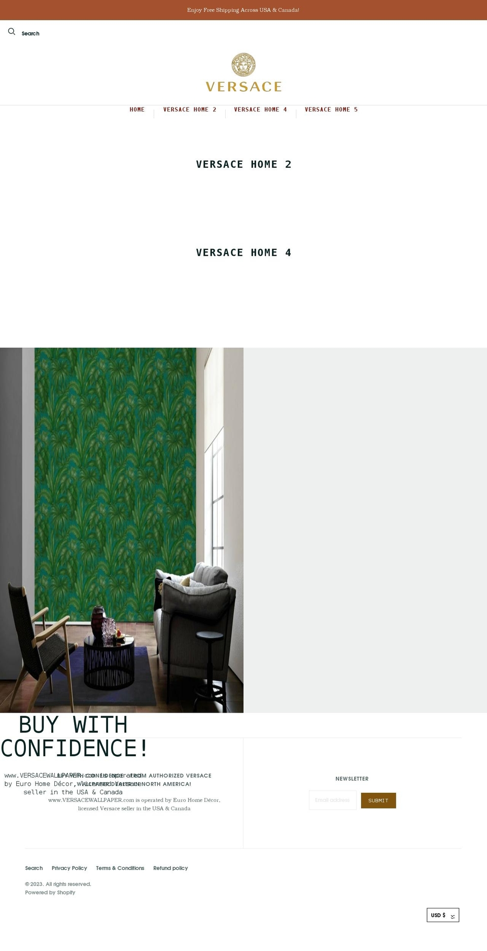 wallpaperversace.com shopify website screenshot