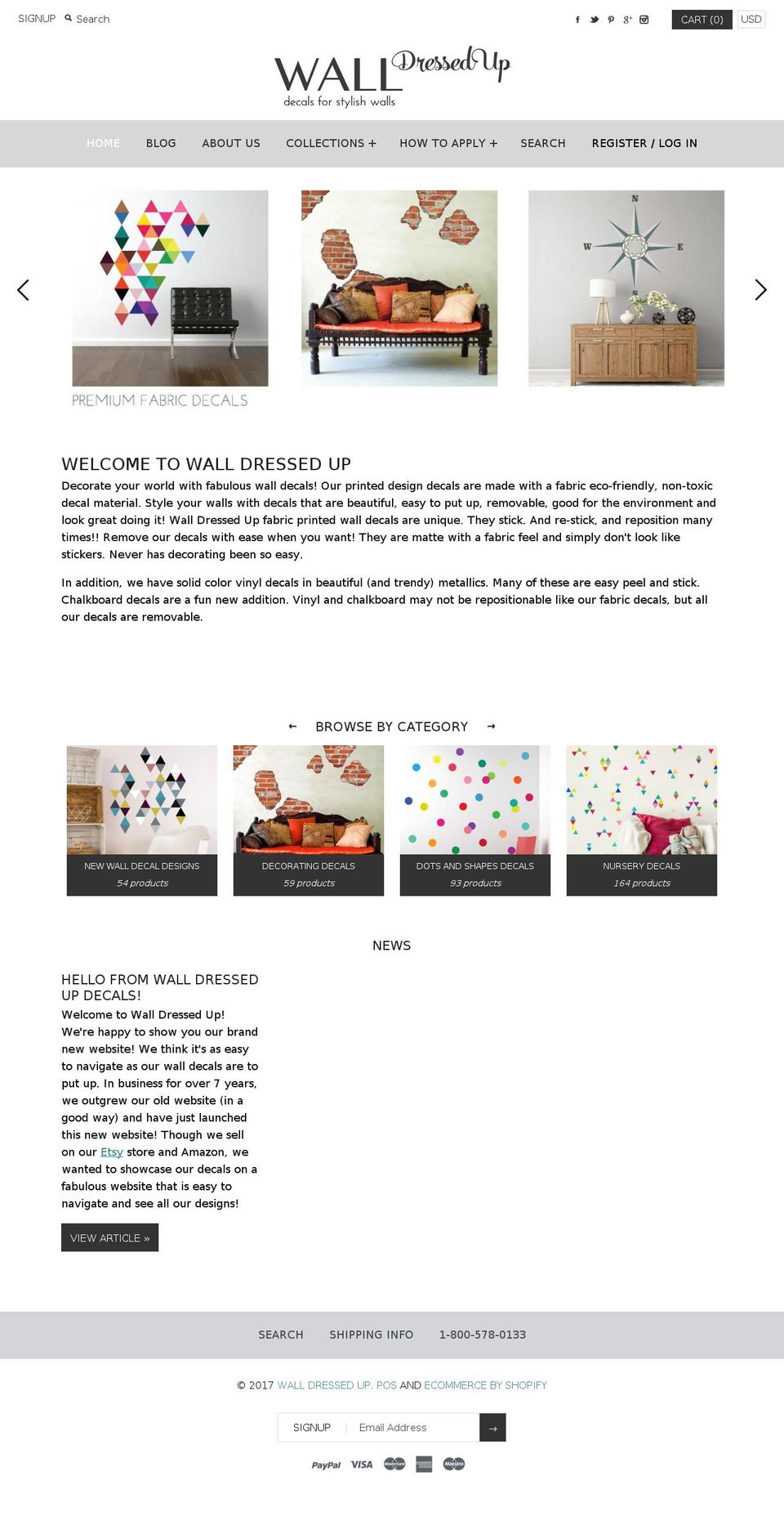 wallsdressedup.com shopify website screenshot