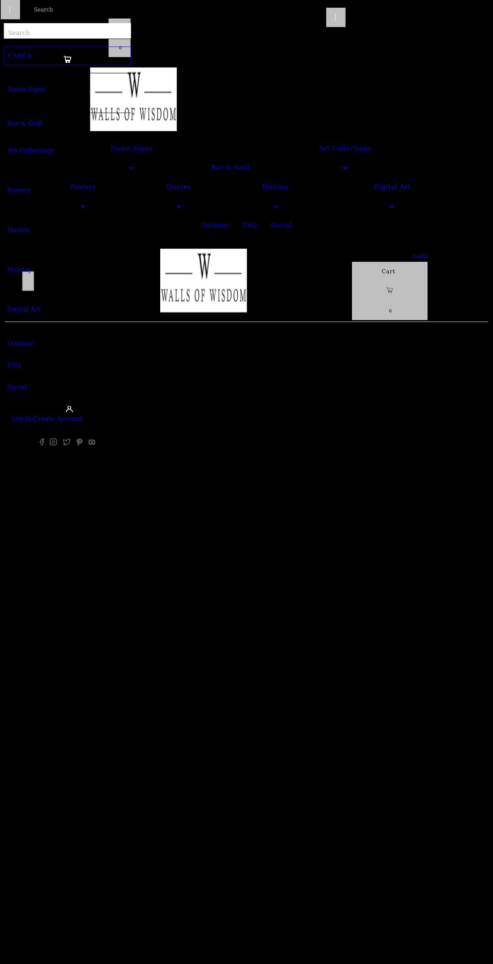 wallsofwisdomhome.com shopify website screenshot