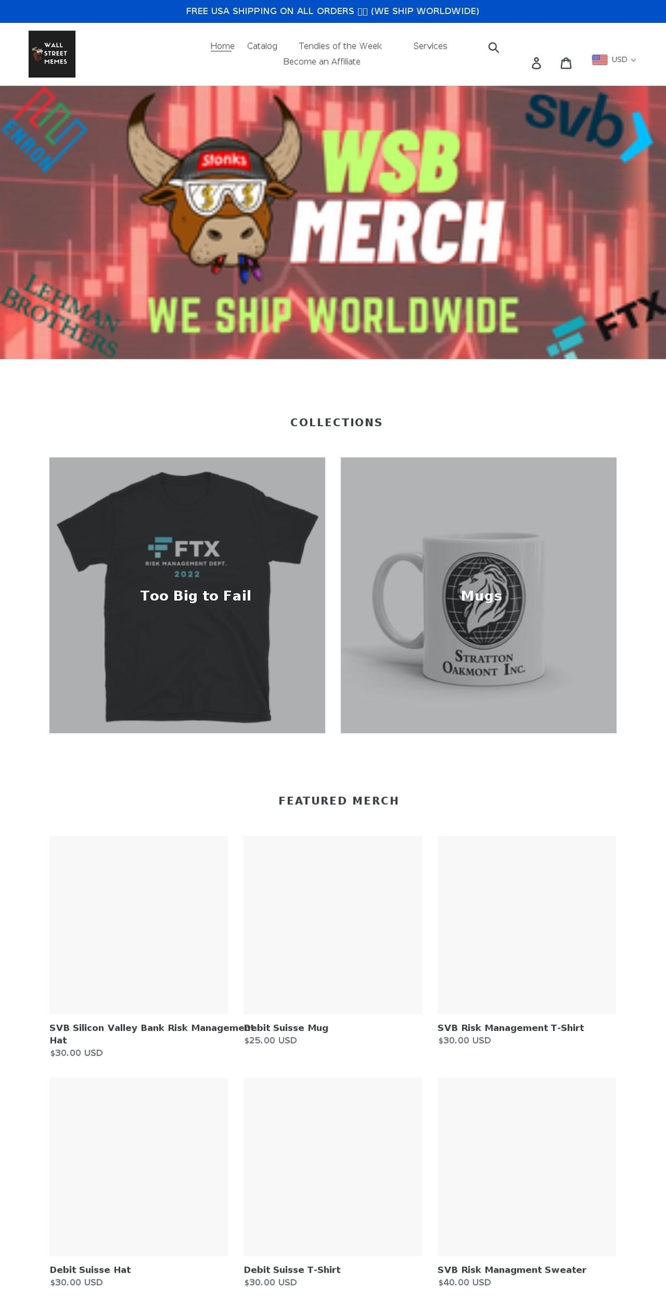 wallstmemes.myshopify.com shopify website screenshot